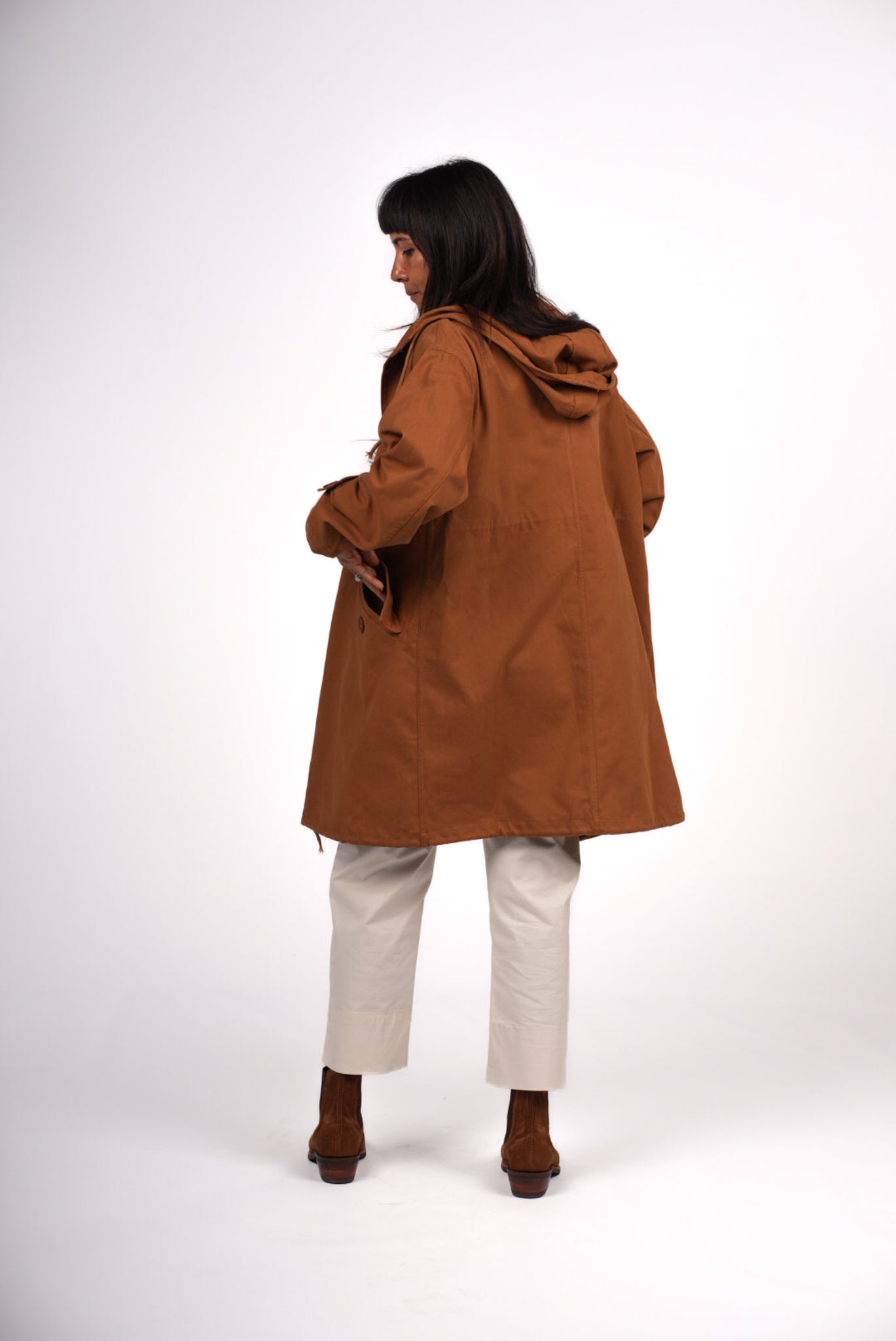 Montaigne Isobel Cotton Drill Anorak Overcoat Toffee4