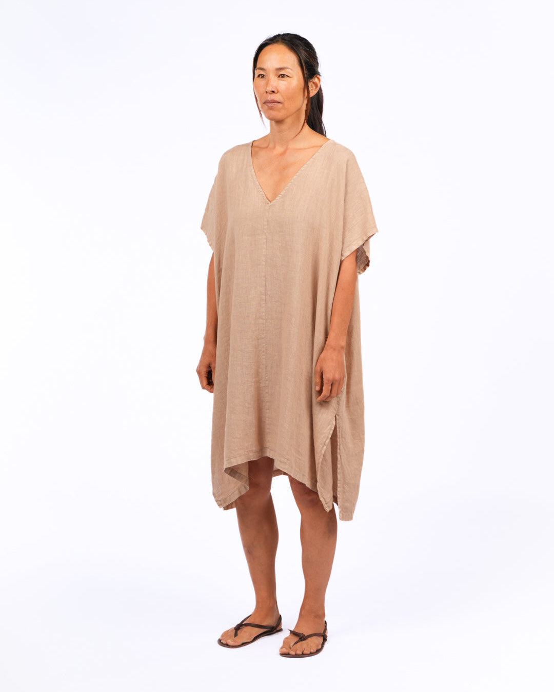 Montaigne Jacqueline Linen Kaftan Ocre5