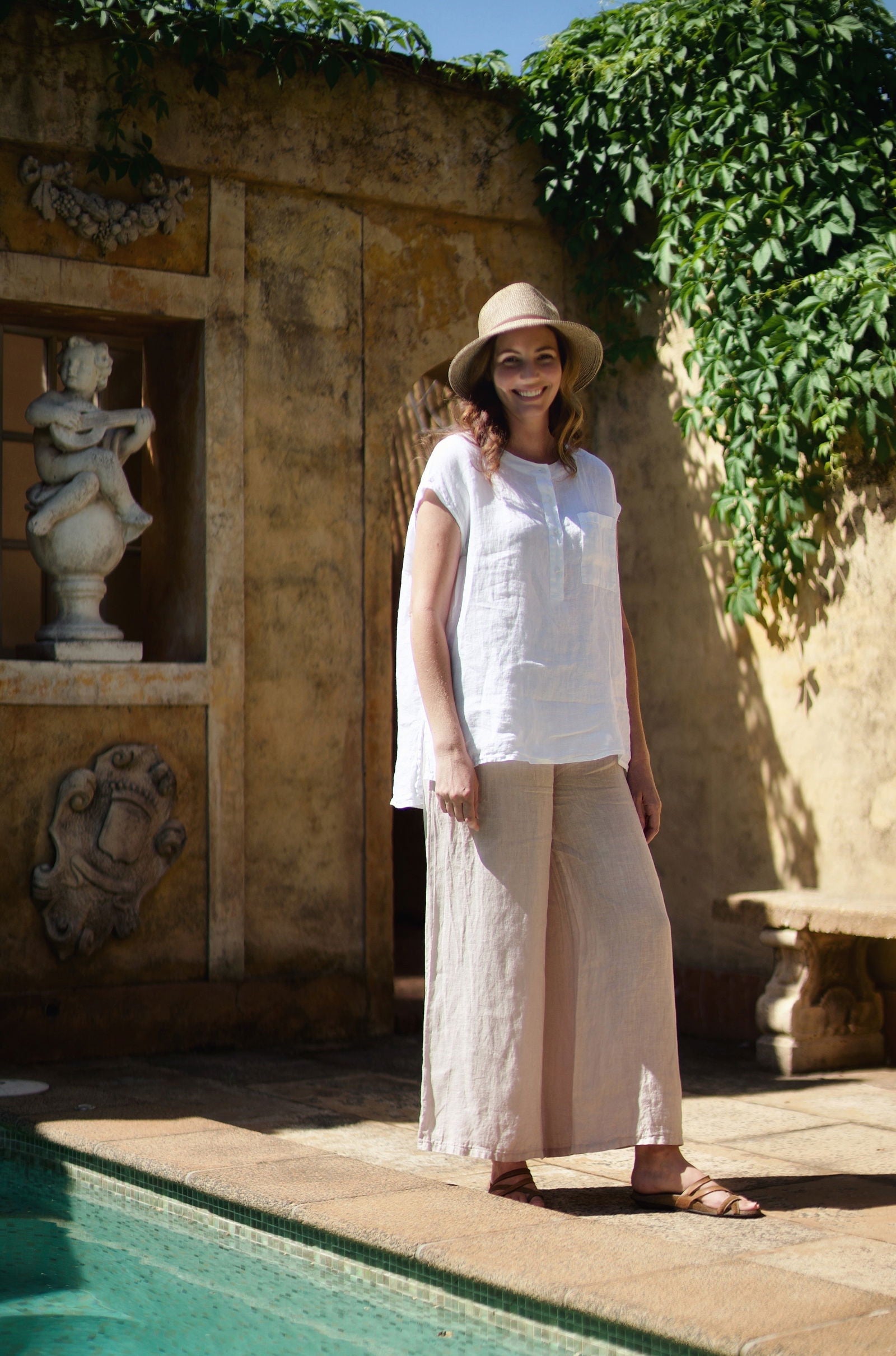 Montaigne Jambes Full-Length Linen Pants Natural