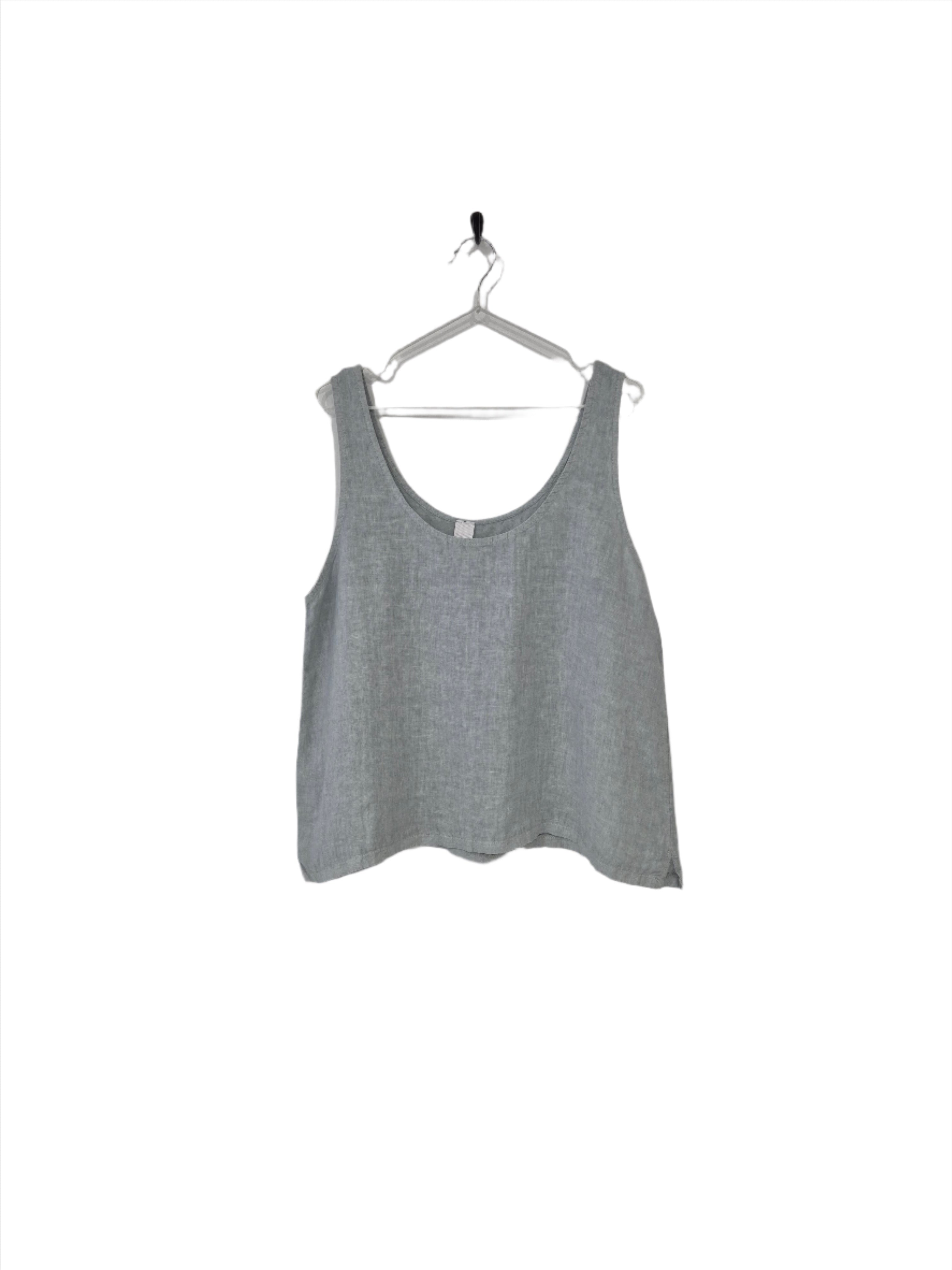 Montaigne Jolie Linen Singlet Top Silver1