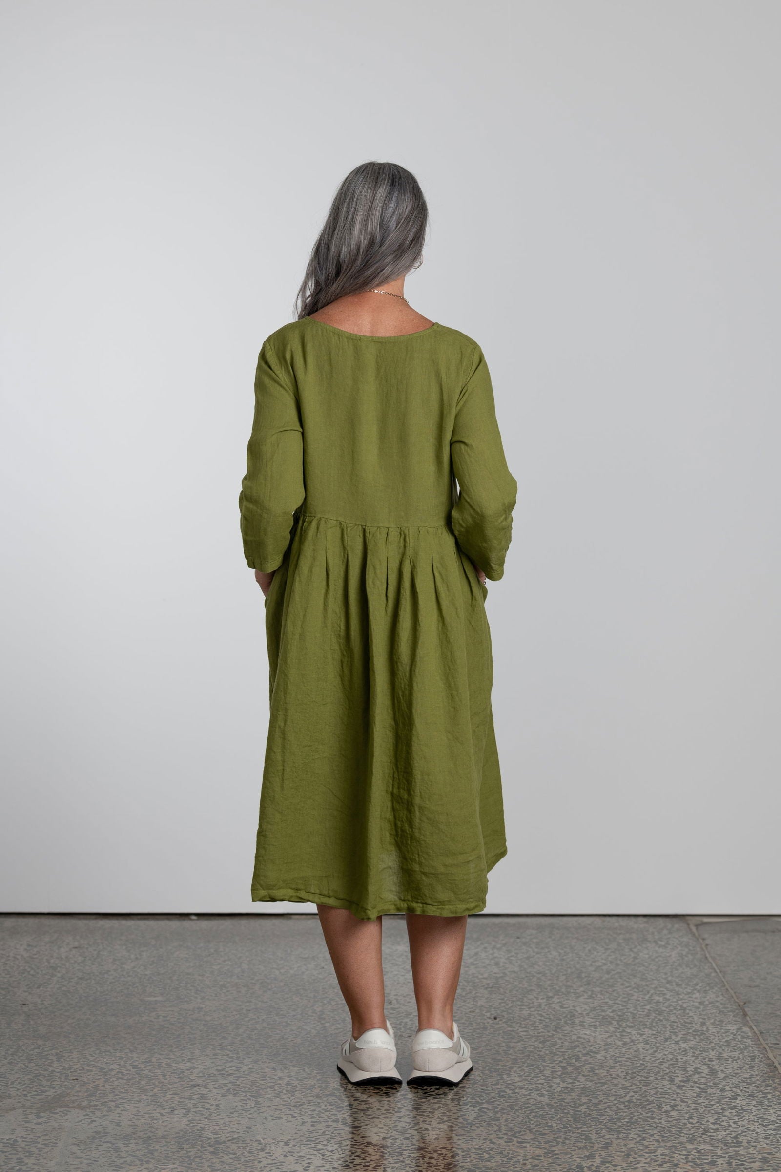 Montaigne Journee Baggy Linen Dress Acid Green