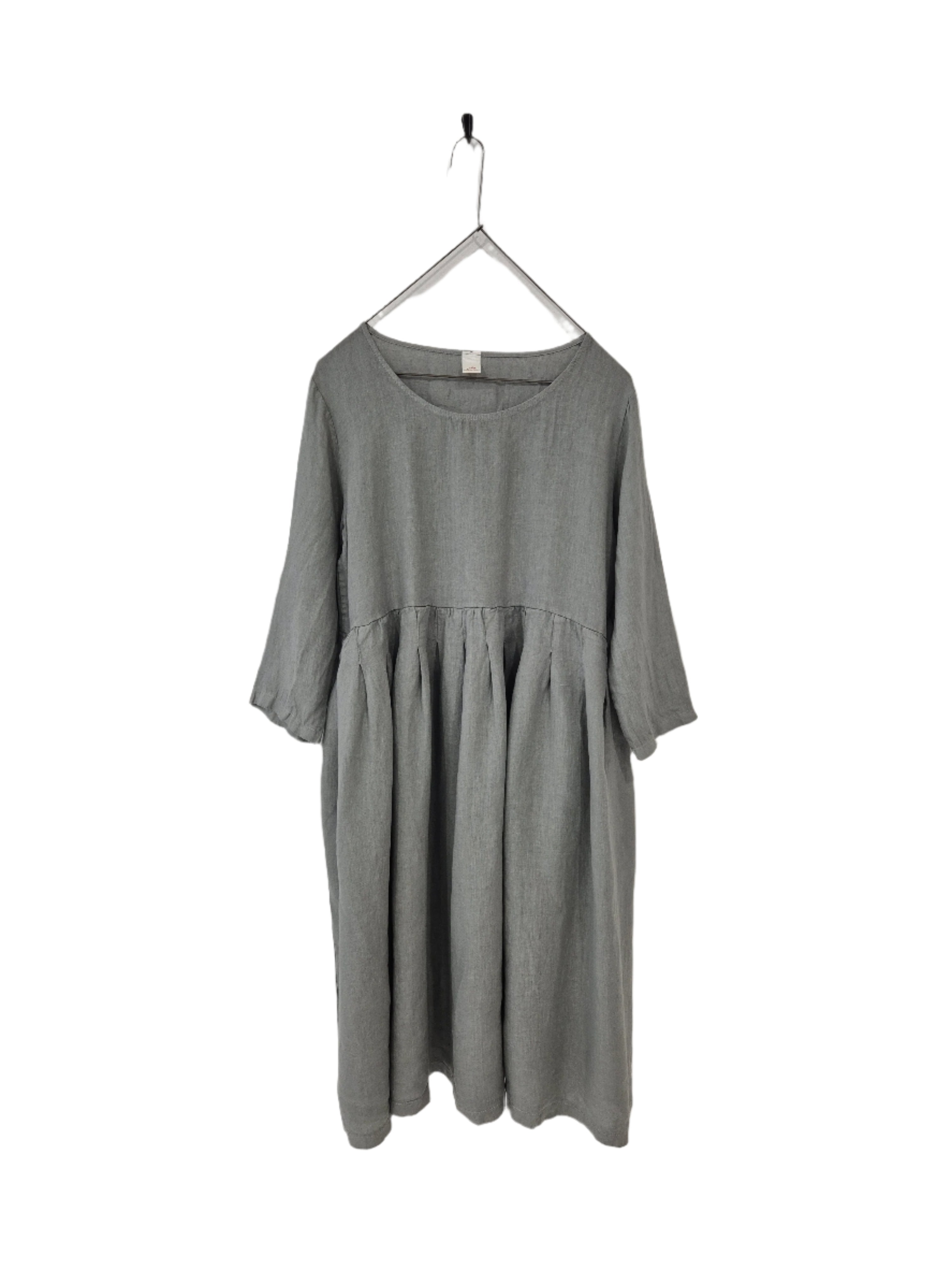 montaigne Journee Baggy Linen Dress Charcoal