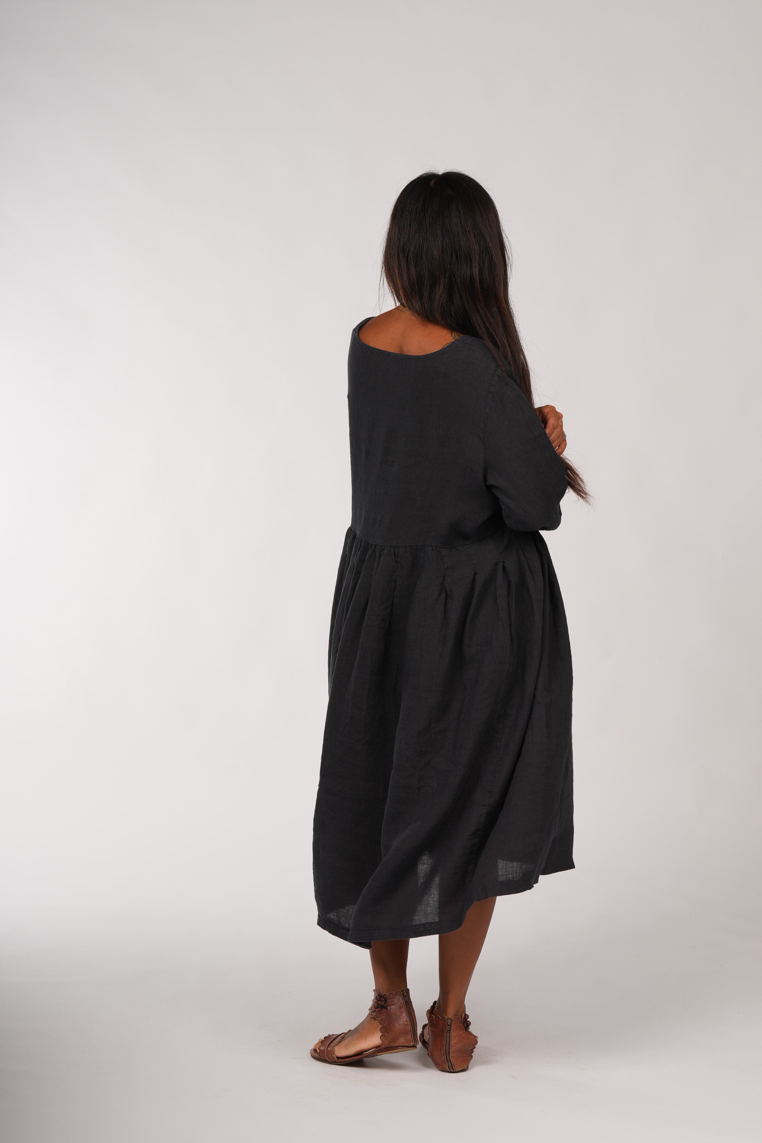 Montaigne Journee Baggy Linen Dress Petrol