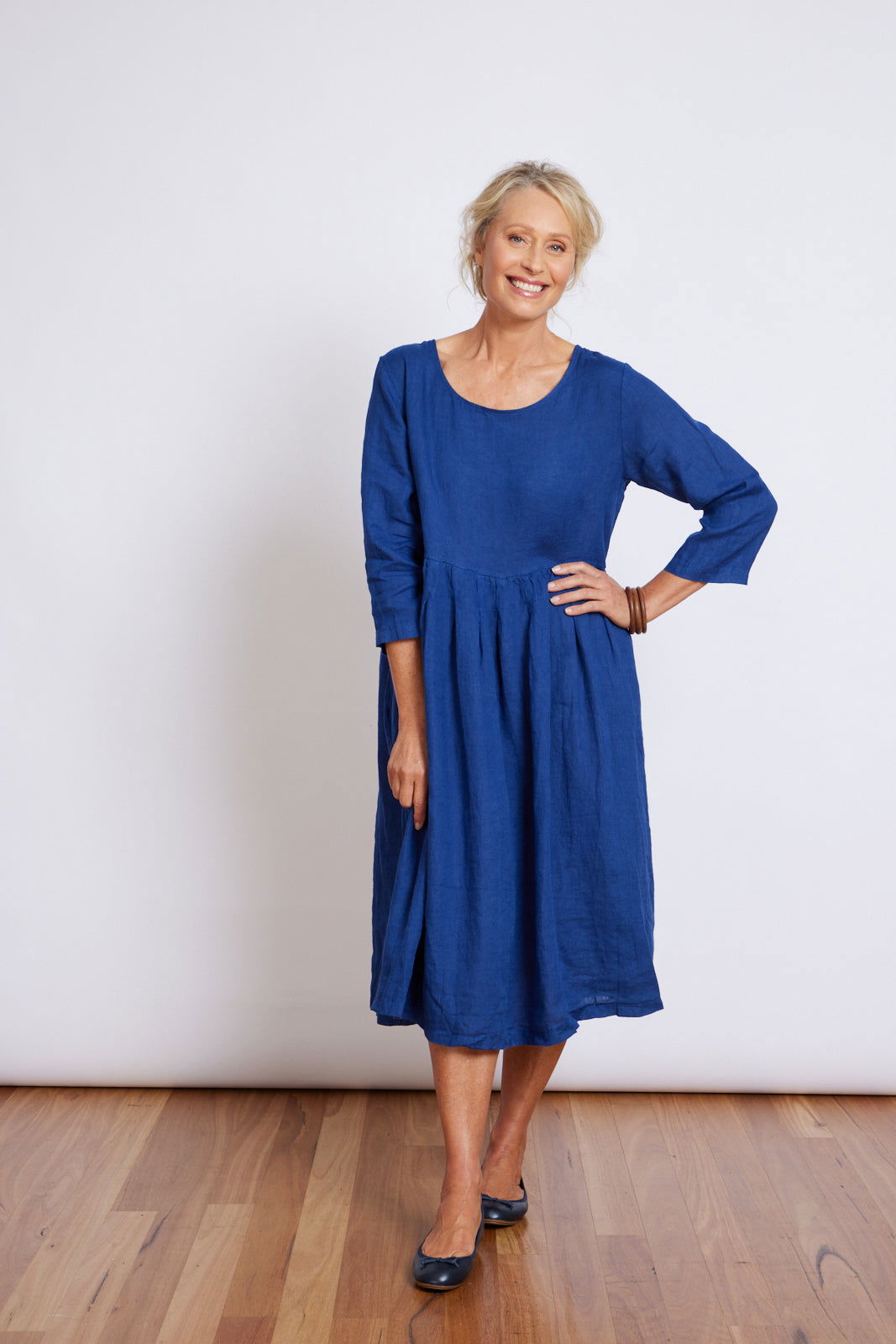 Montaigne Journee Baggy Linen Dress Royal Blue