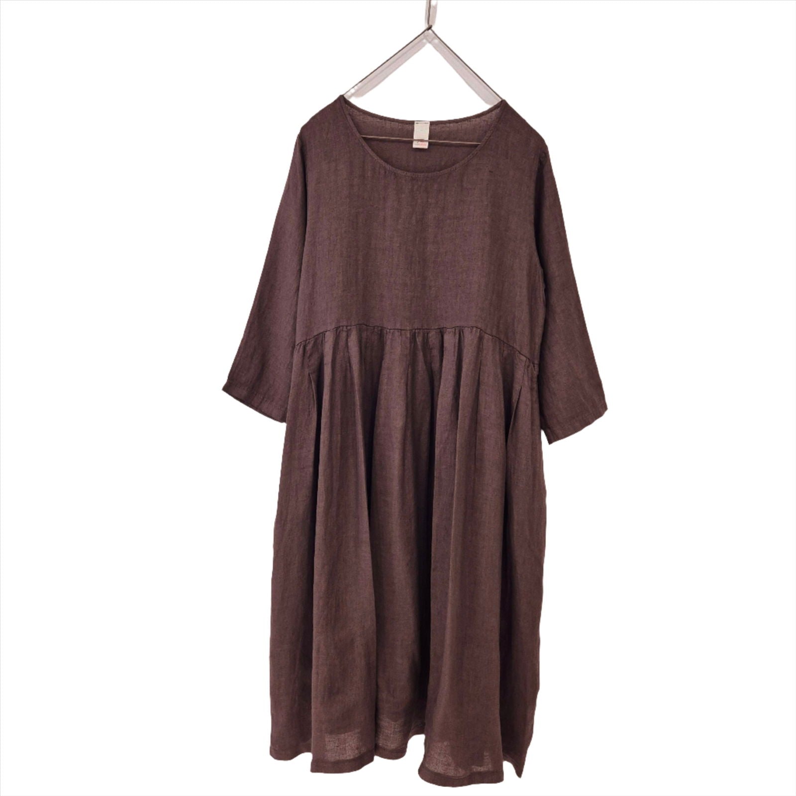 montaigne Journee Baggy Linen Dress Rum Raisin1