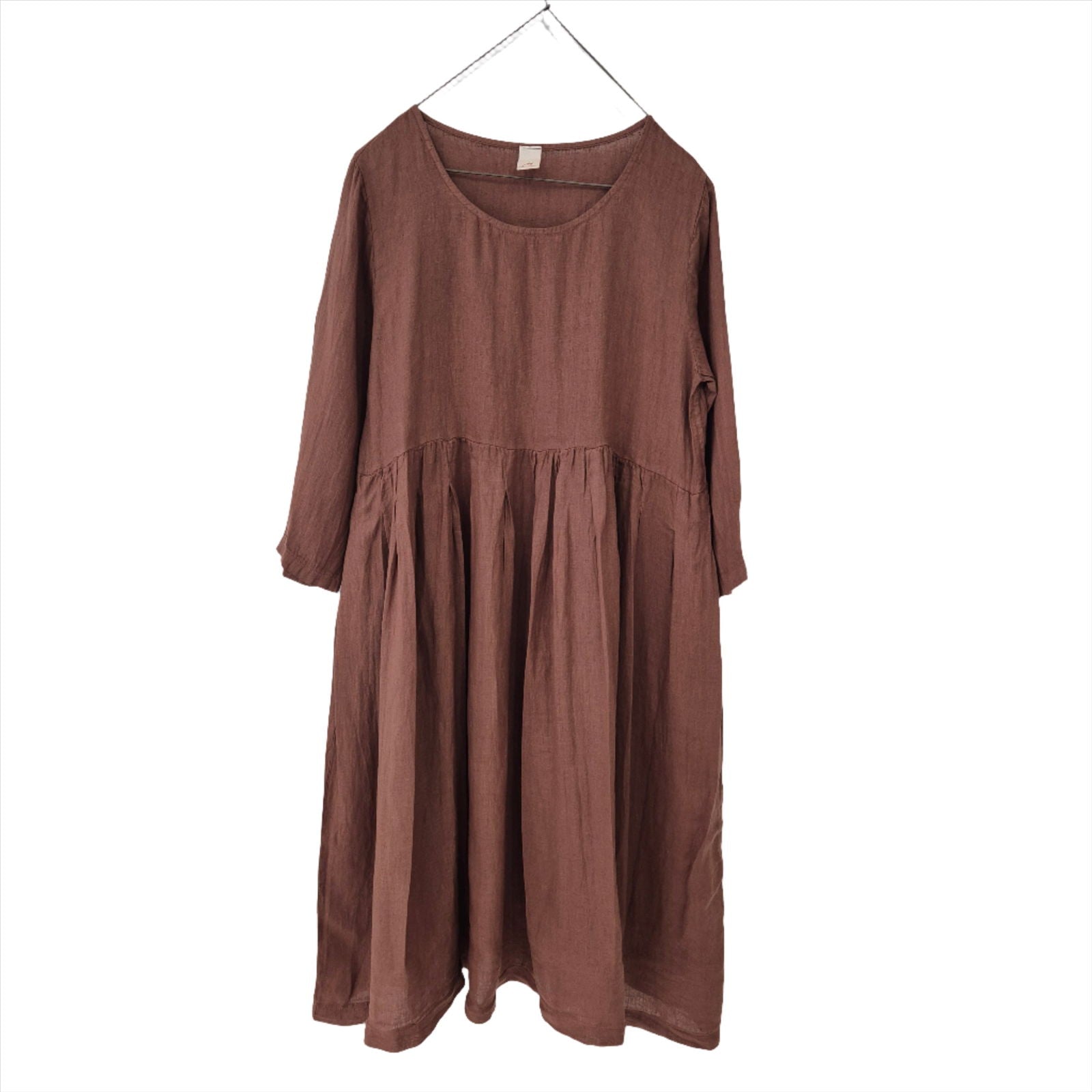 montaigne Journee Baggy Linen Dress Tobacco