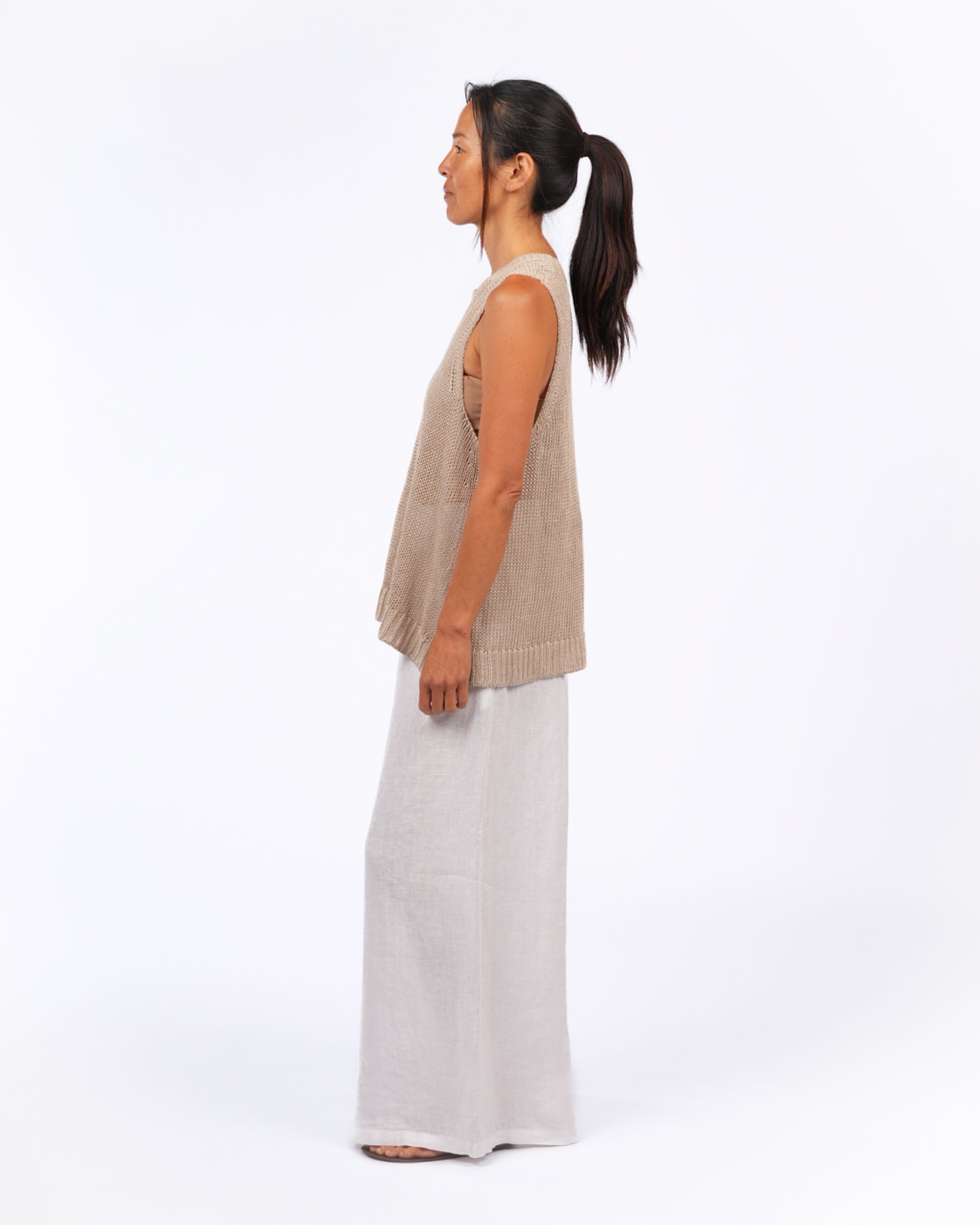 Montaigne Knitted Linen Singlet Natural