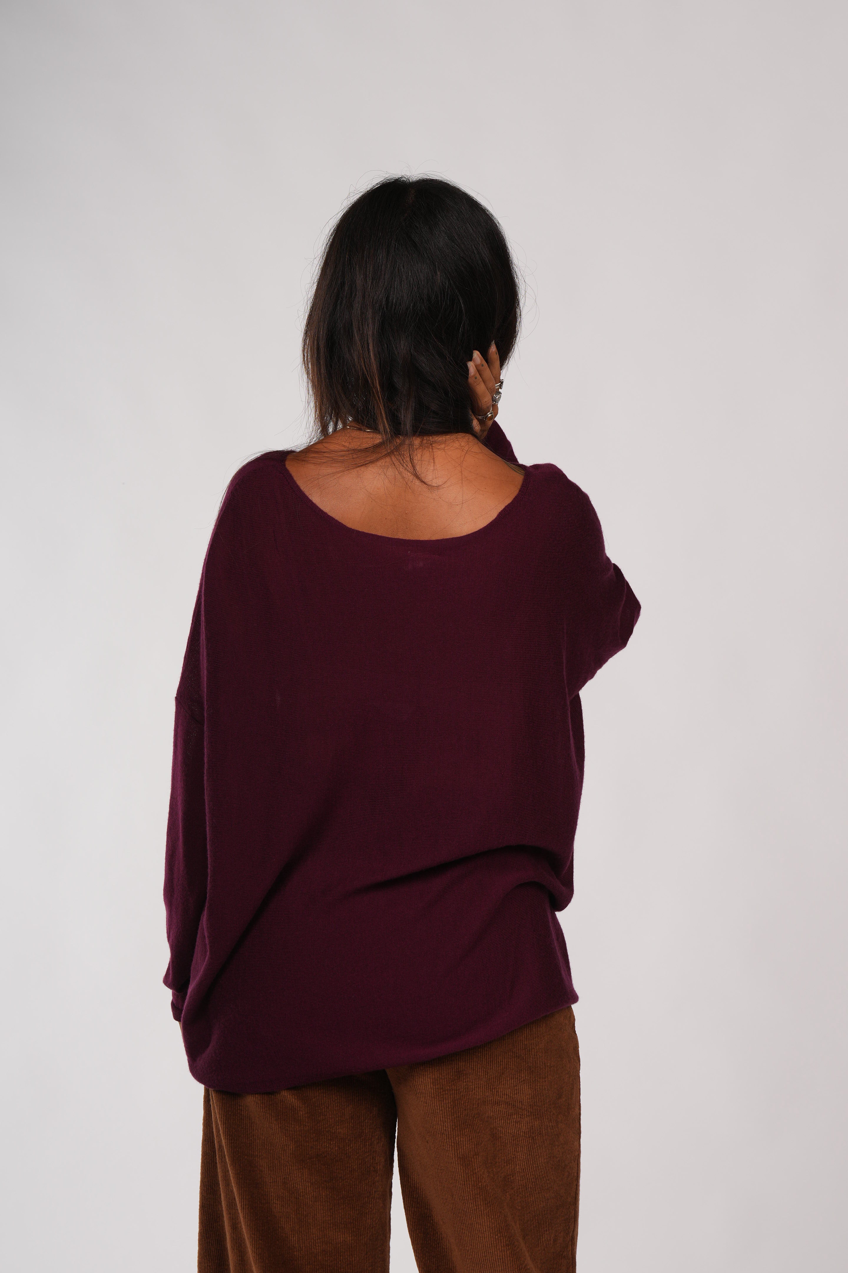 Montaigne Laurant 100% Australian Merino Superfine Loose Summer Knit Burgundy1