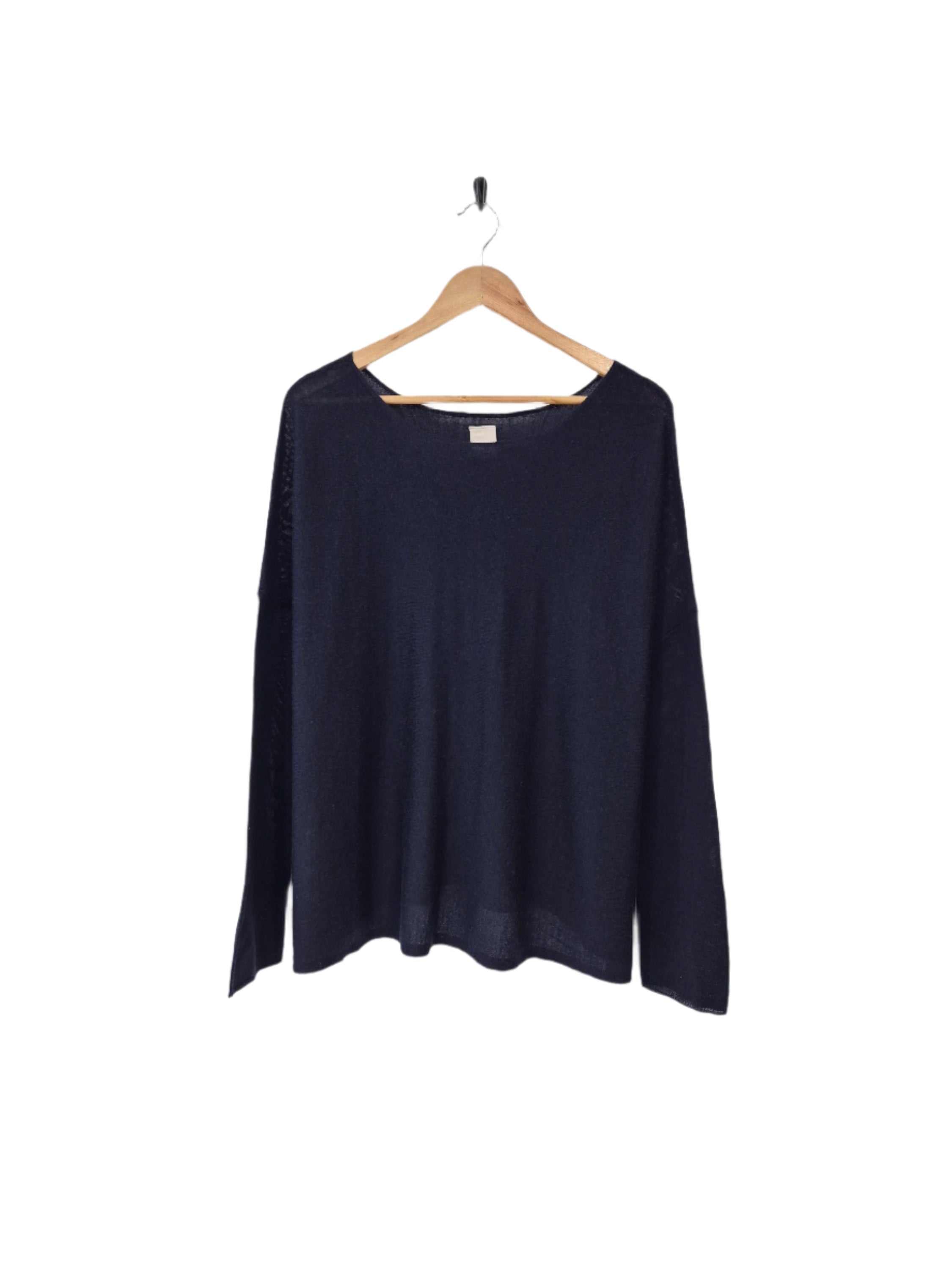 Montaigne Laurant 100% Australian Merino Superfine Loose Summer Knit Dark Navy