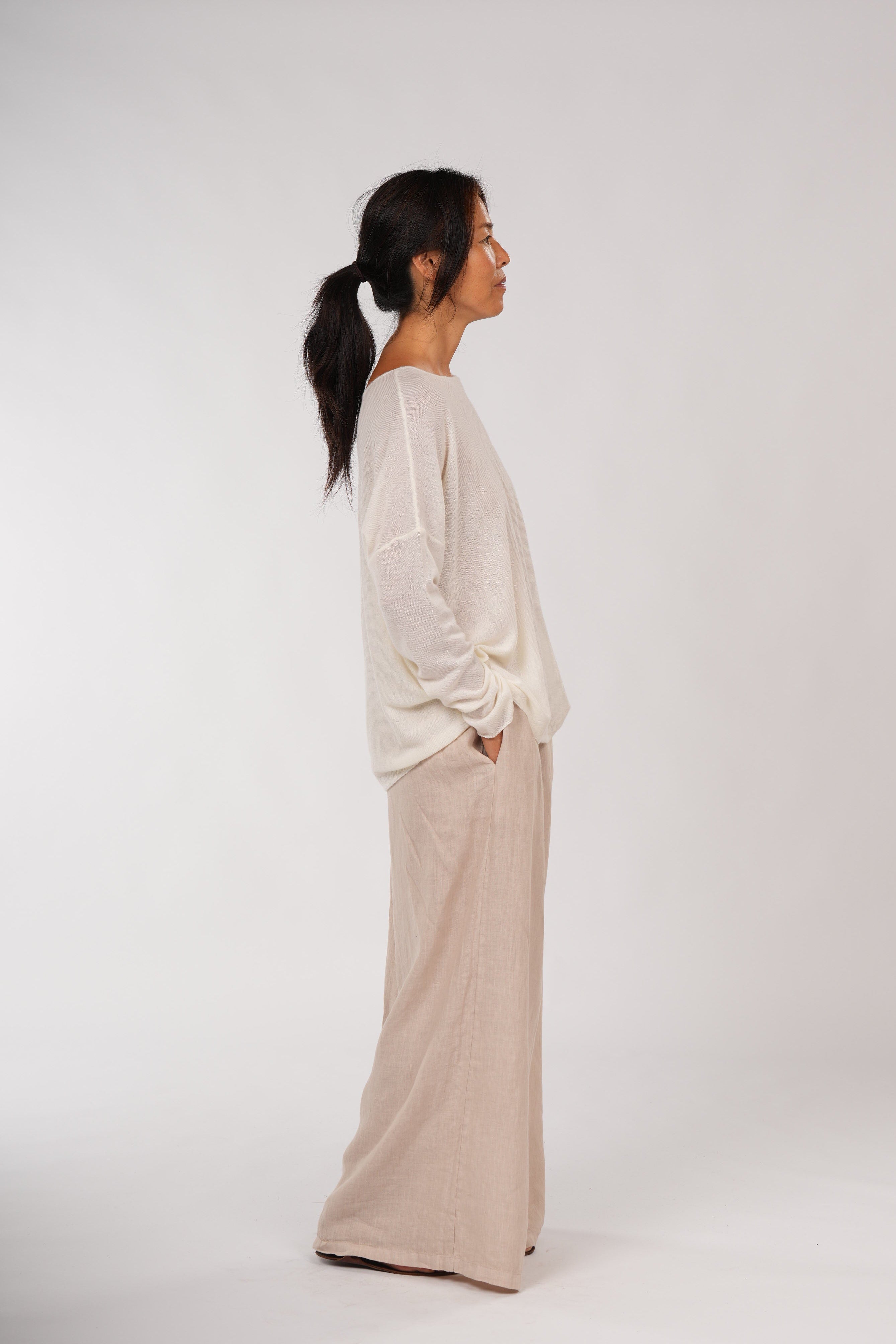 Montaigne Laurant 100% Australian Merino Superfine Loose Summer Knit Milk1