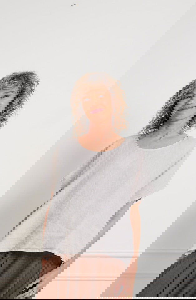 Montaigne Lee Linen Short Sleeve Top Natural