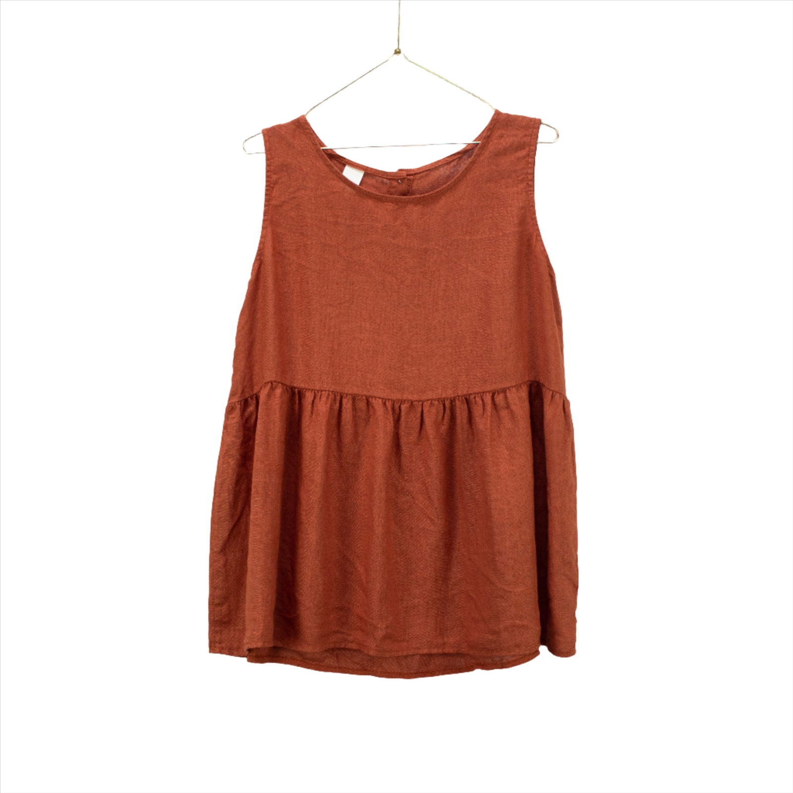 Montaigne Linen Singlet Top with Buttons Down the Back Rust5