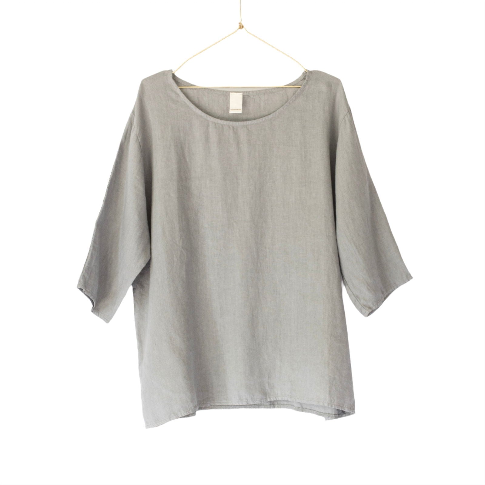Montaigne Loose Linen 3/4 Sleeve Top Charcoal4