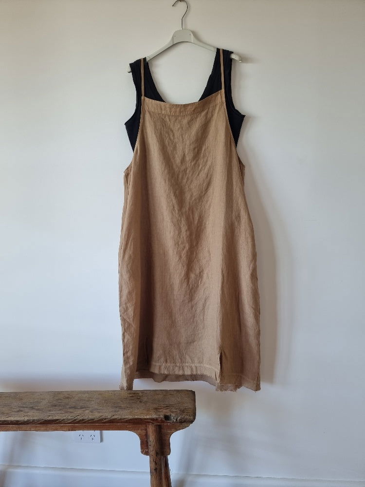 Montaigne Lourdes Linen Singlet Dress Ocre3