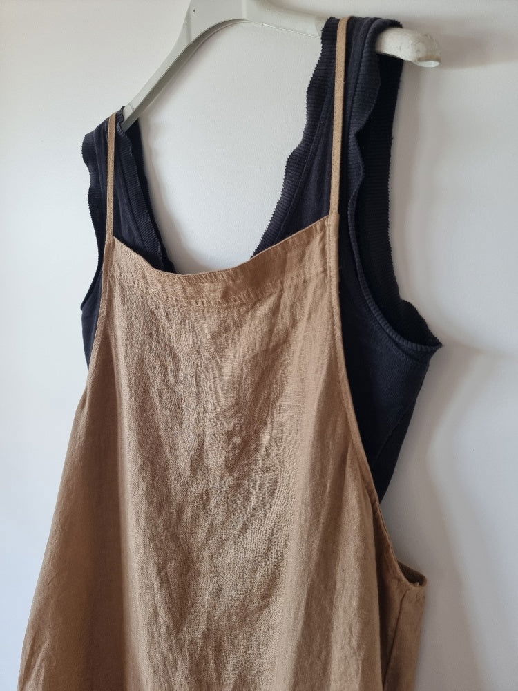 Montaigne Lourdes Linen Singlet Dress Ocre5