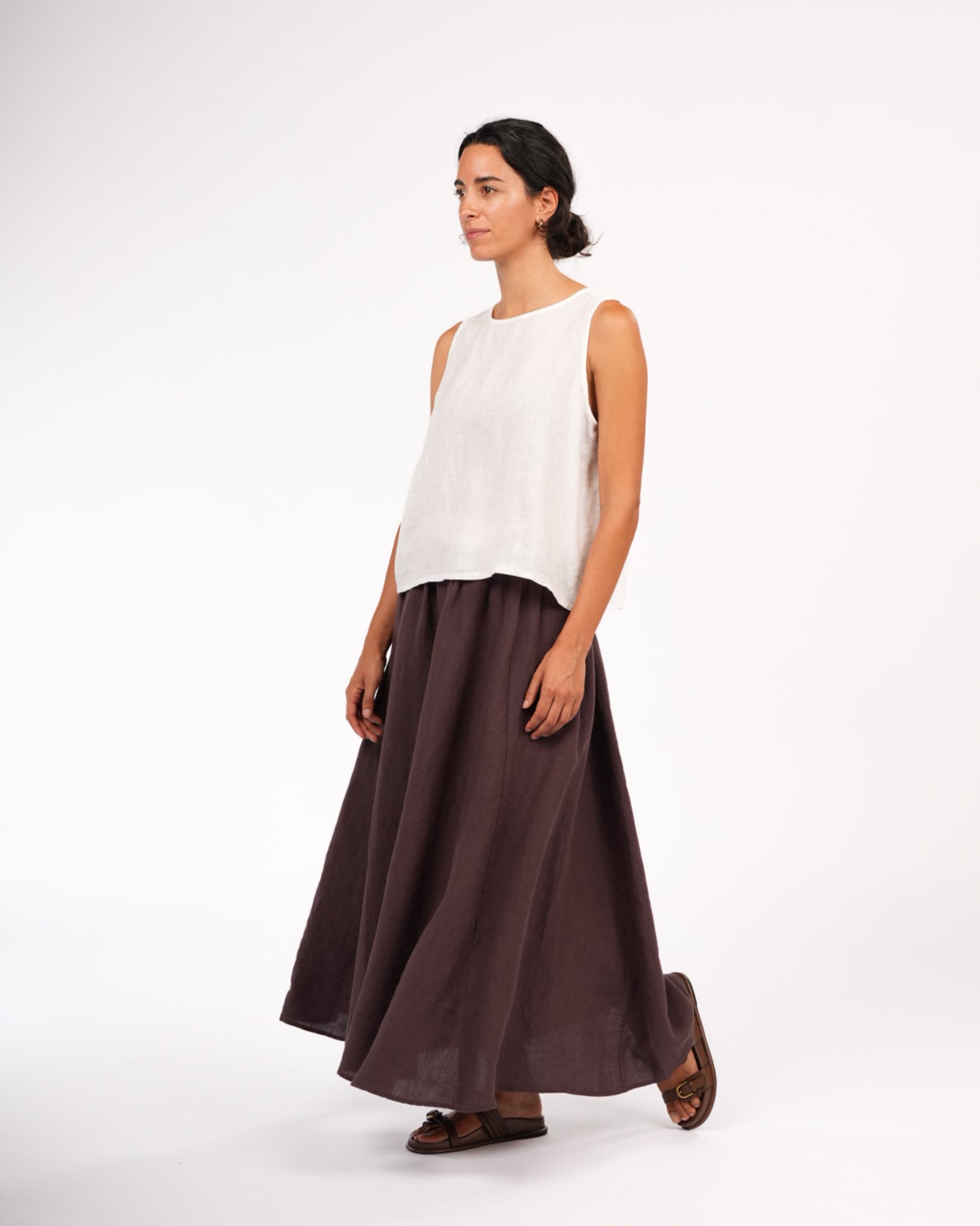 Montaigne Lucie Linen Maxi Skirt Brown1