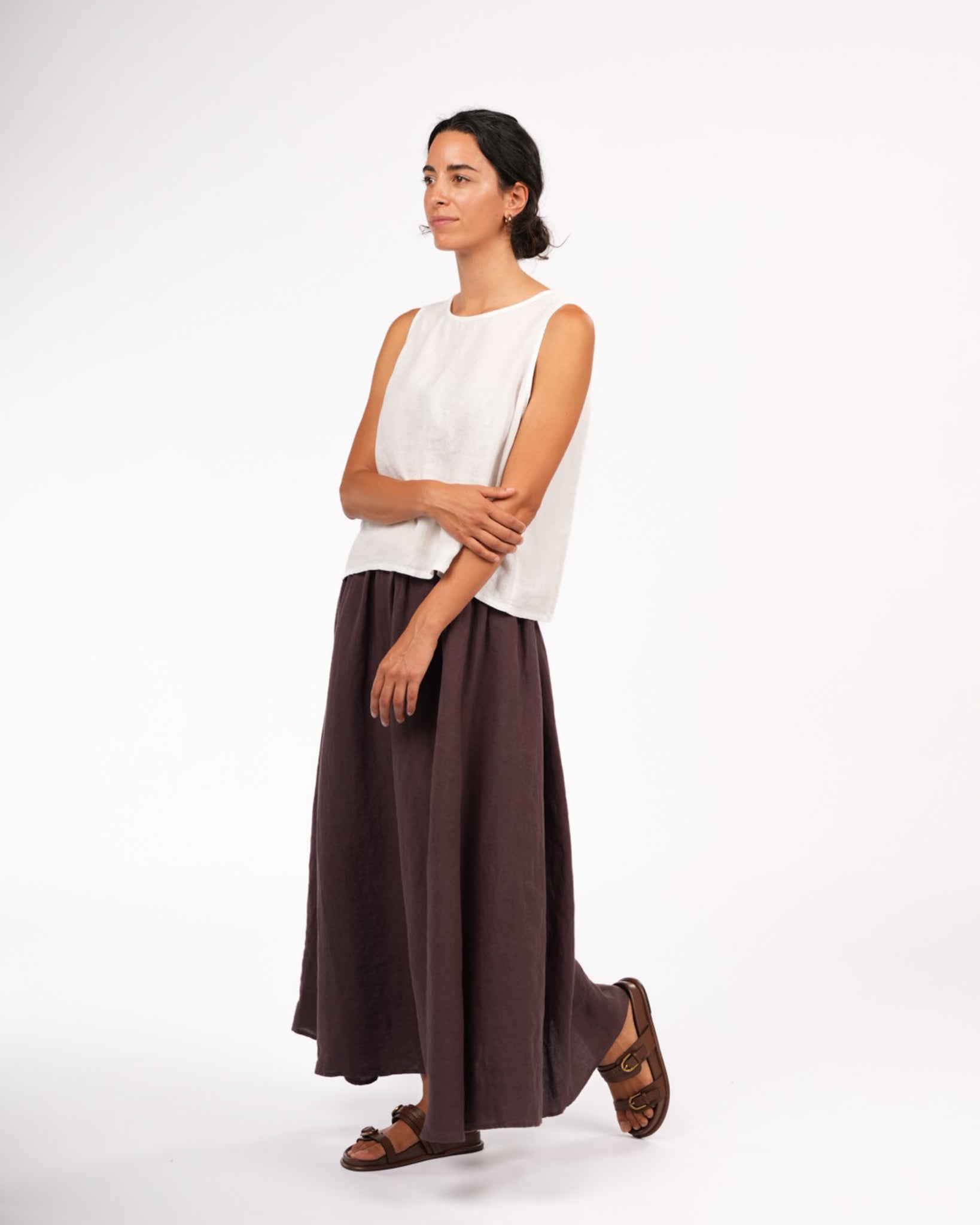Montaigne Lucie Linen Maxi Skirt Brown3