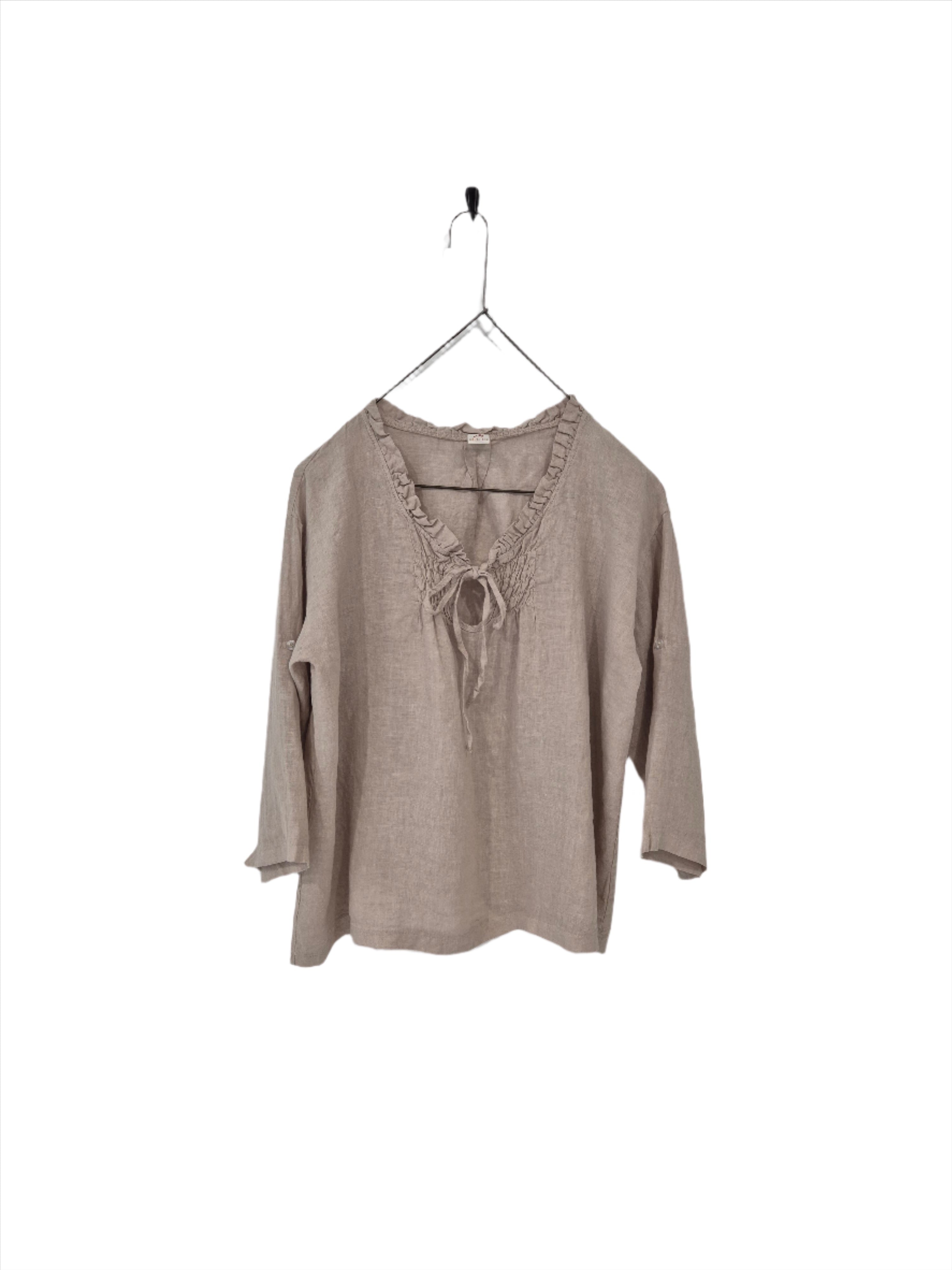 Montaigne Marais Linen Top with Tie Detail Natural