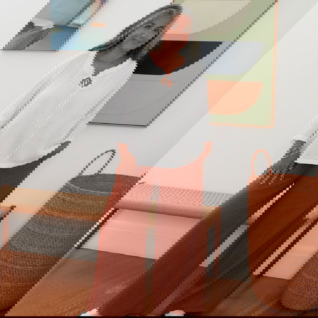 Montaigne Marais Linen Top with Tie Detail White