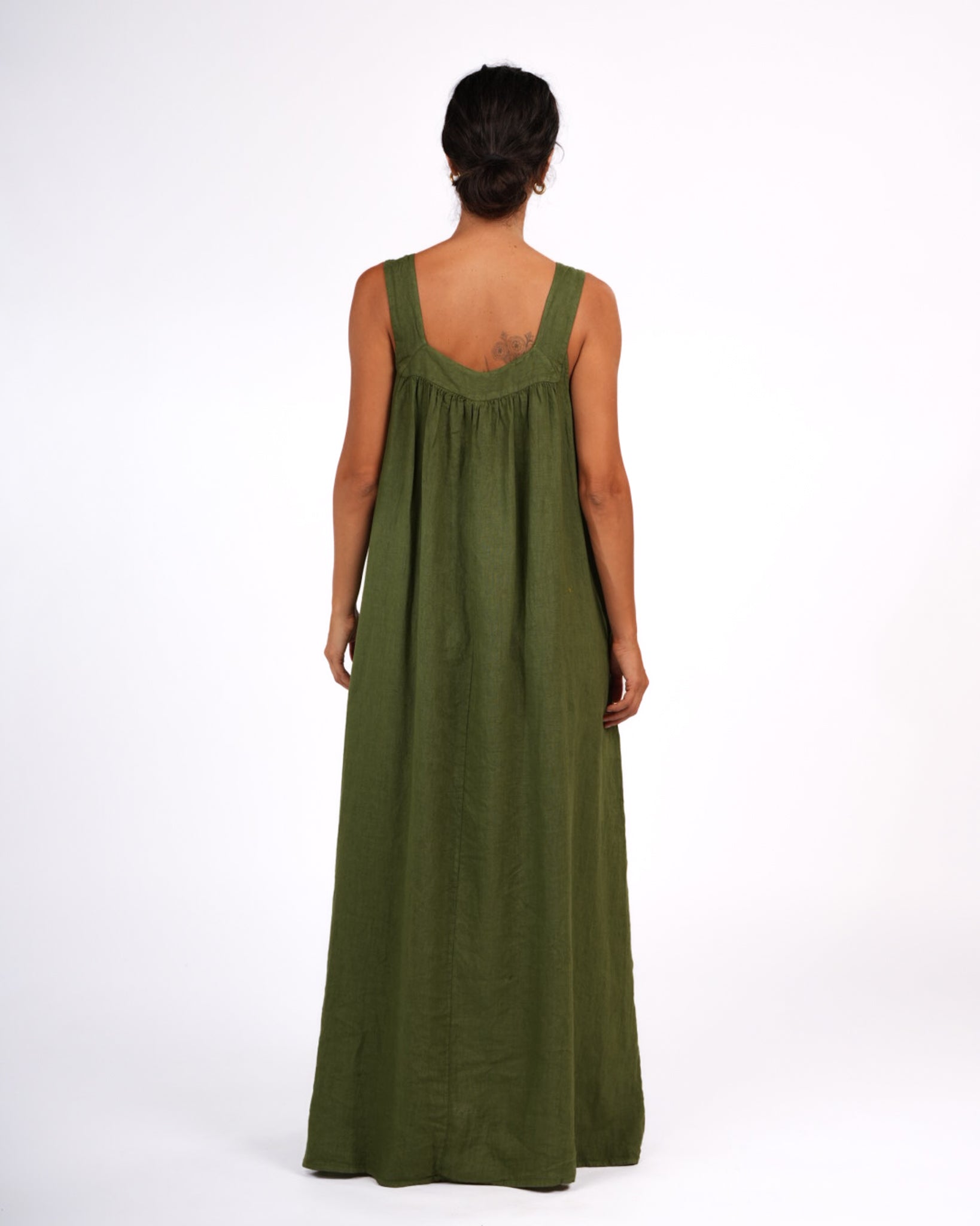 Montaigne Marseille Linen Dress Forest Green2