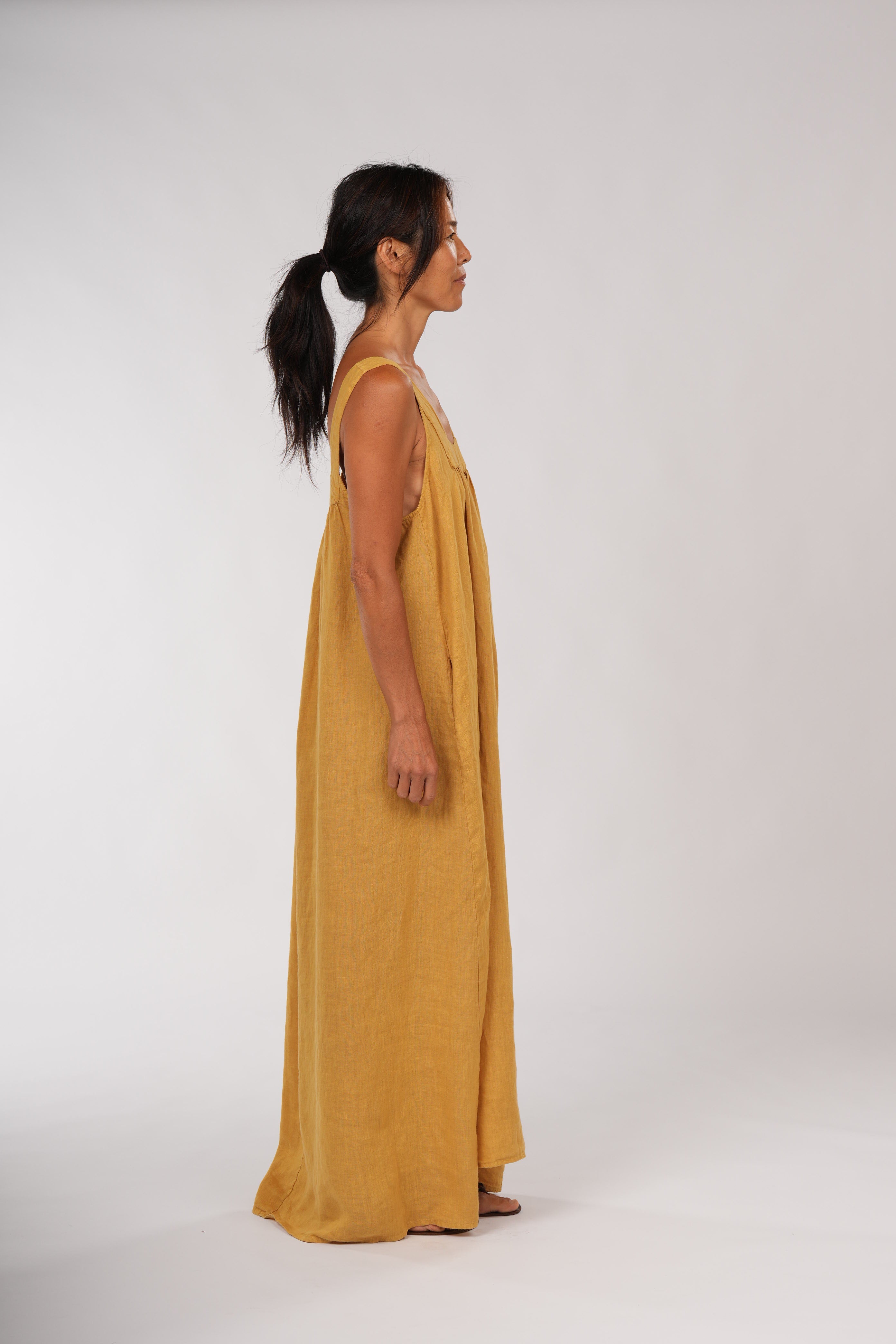 Montaigne Marseille Linen Dress Mustard1