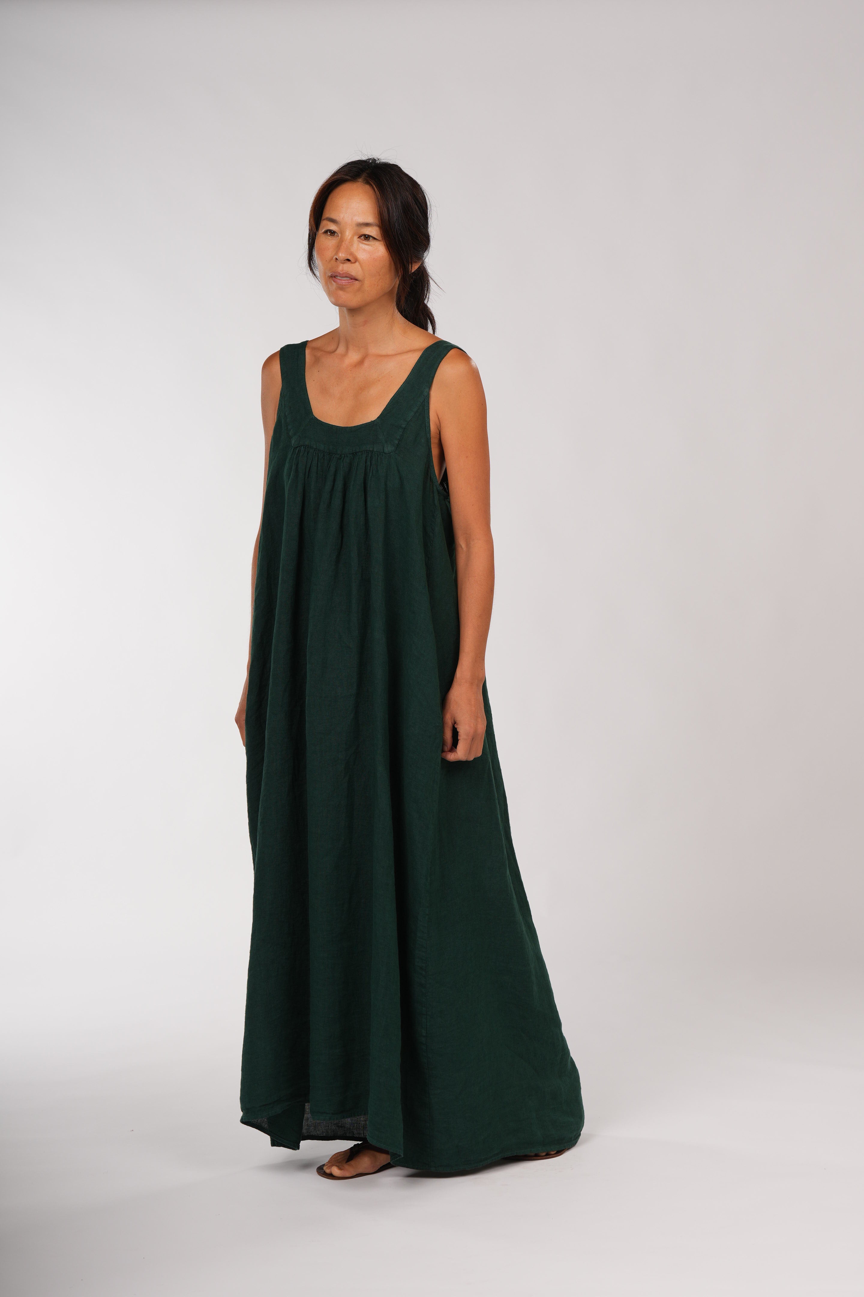 Montaigne Marseille Linen Dress Teal1