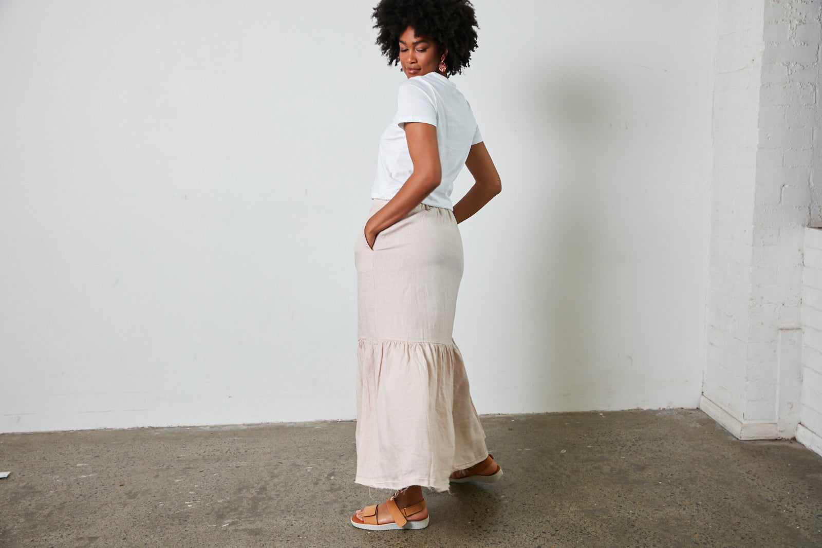 Montaigne Maxi Skirt with Frayed Hem Rose2