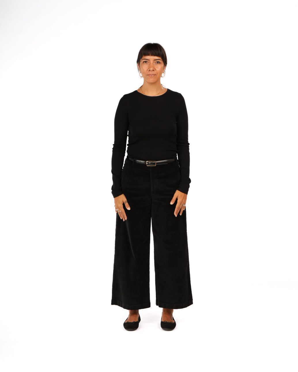 Montaigne Merino Wool Knit Top Spencer– Lightweight Layering Essential Black