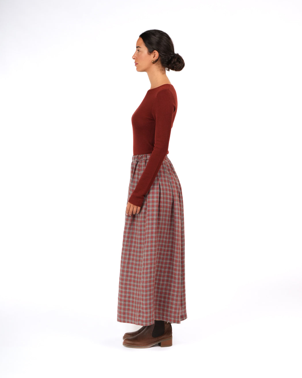 Montaigne Merino Wool Knit Top Spencer– Lightweight Layering Essential Rust3