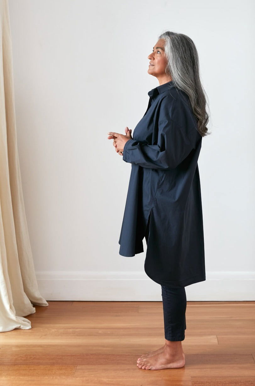 Montaigne Mon Ami Oversized Poplin Shirt Navy1