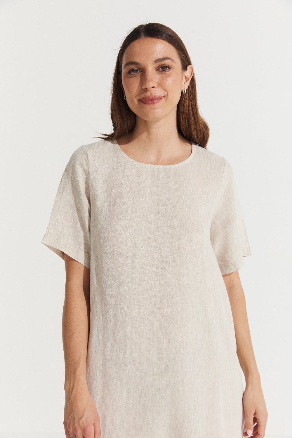 Montaigne Nathalie Linen Shift T-Shirt Dress Natural3