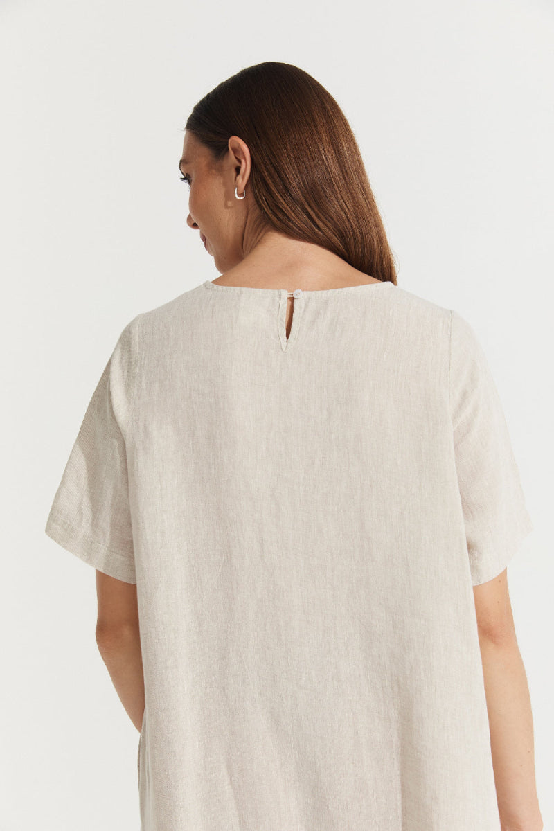 Montaigne Nathalie Linen Shift T-Shirt Dress Natural4