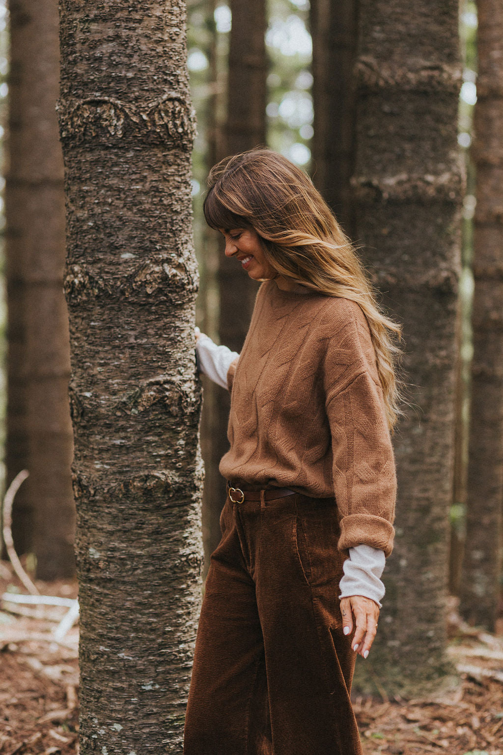 Montaigne NZ Lambswool Cable Knit Tobacco5