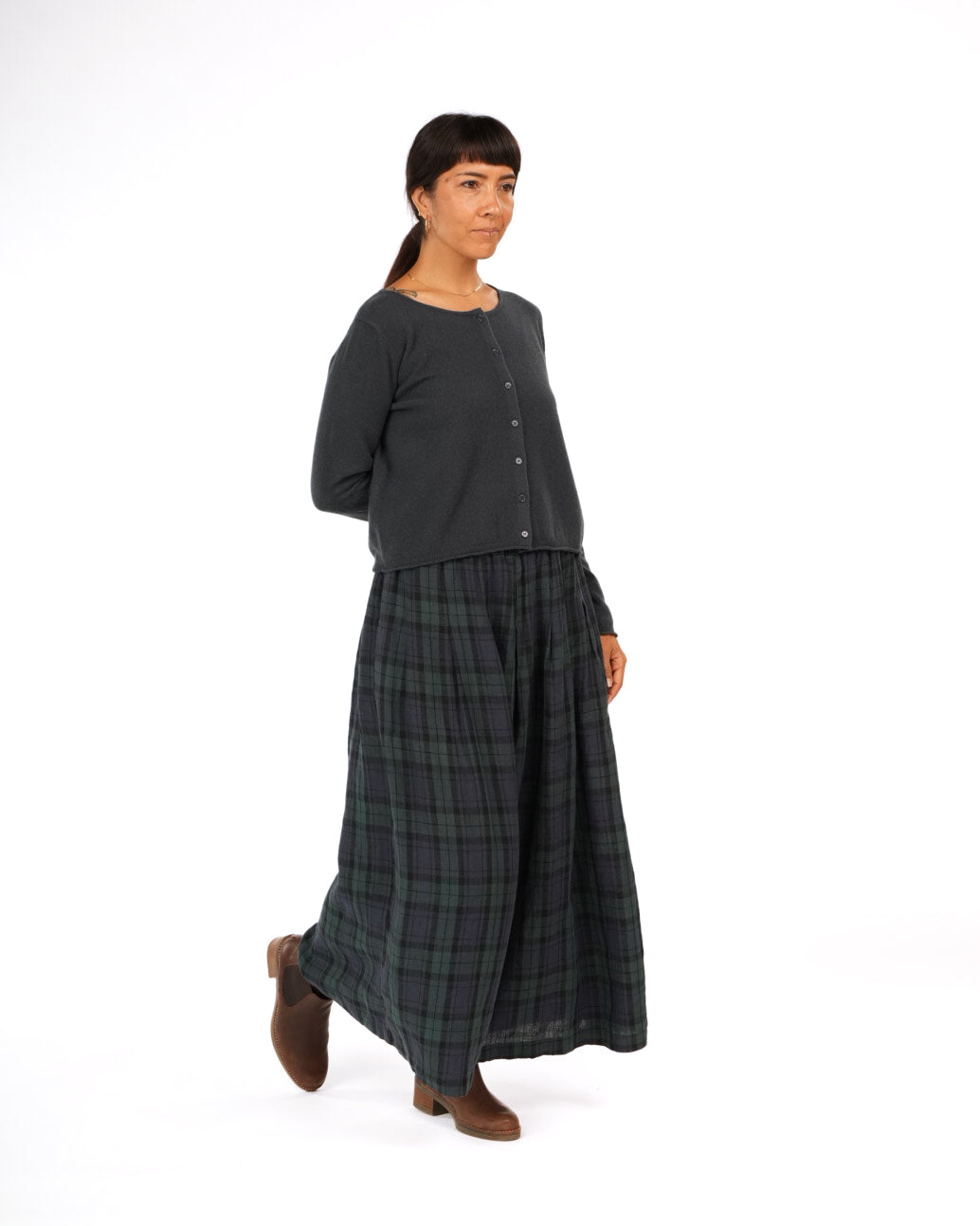 Montaigne NZ Lambswool Cropped Cardigan Indigo
