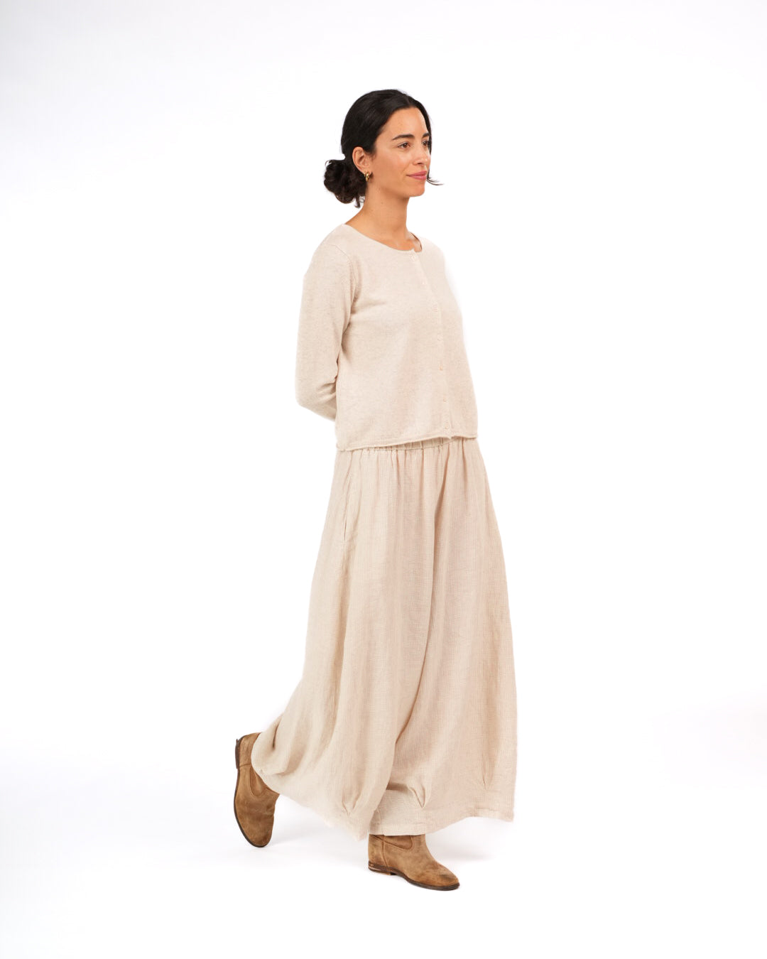 Montaigne NZ Lambswool Cropped Cardigan Soft Rose4