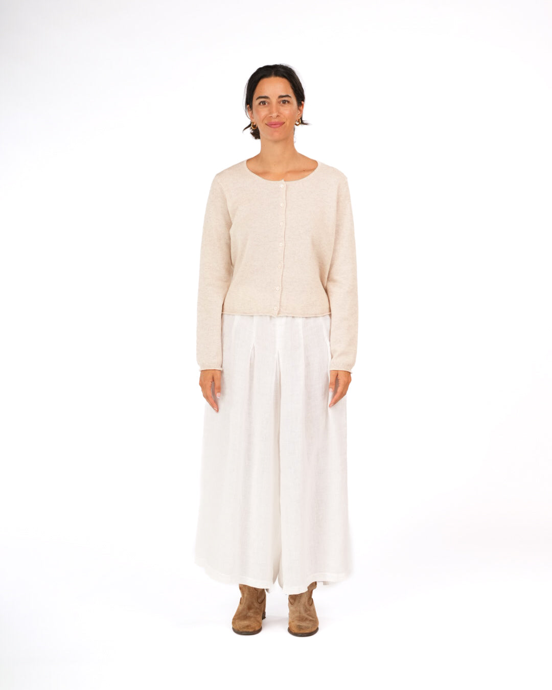 Montaigne NZ Lambswool Cropped Cardigan Soft Rose5