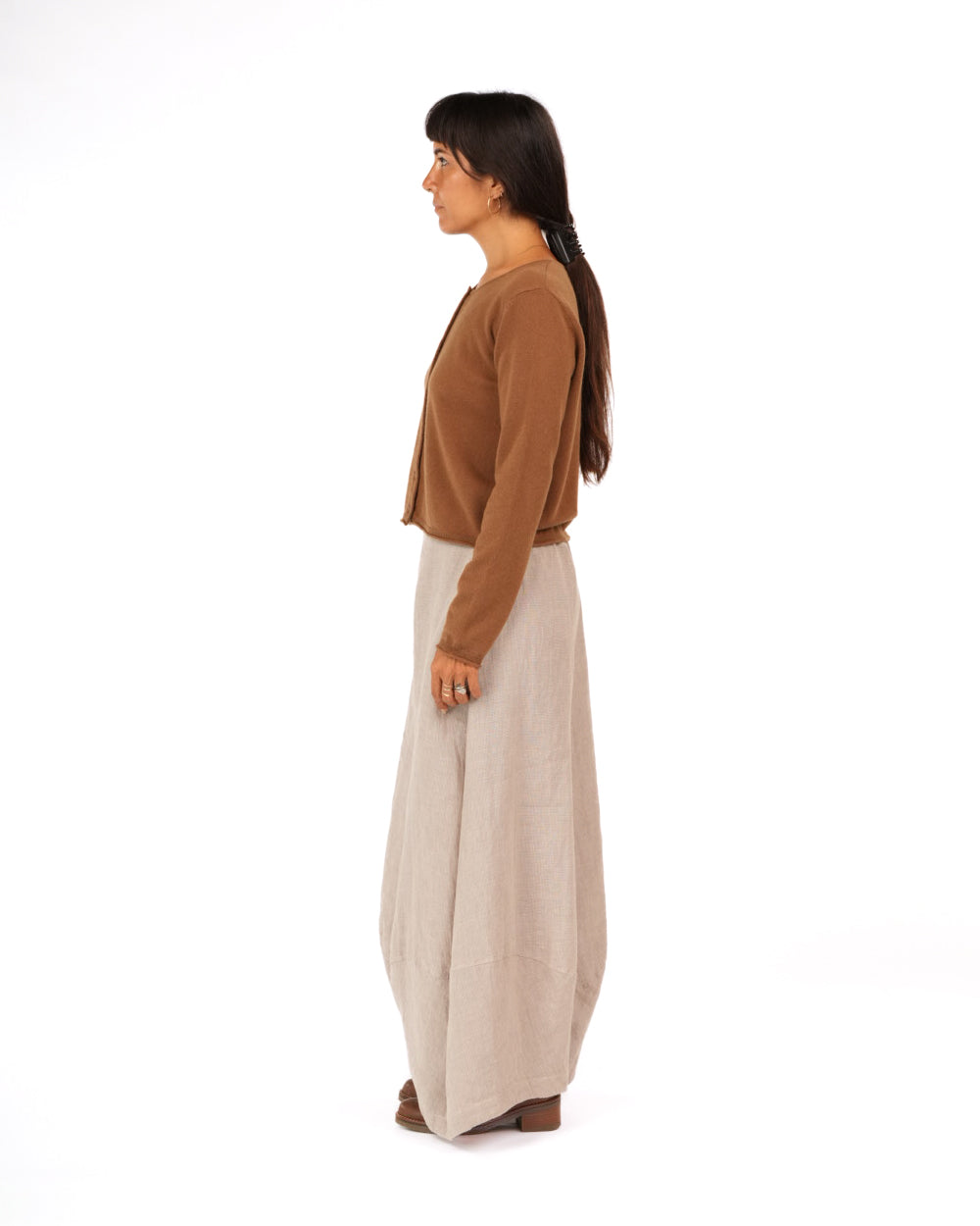 Montaigne NZ Lambswool Cropped Cardigan Toffee3
