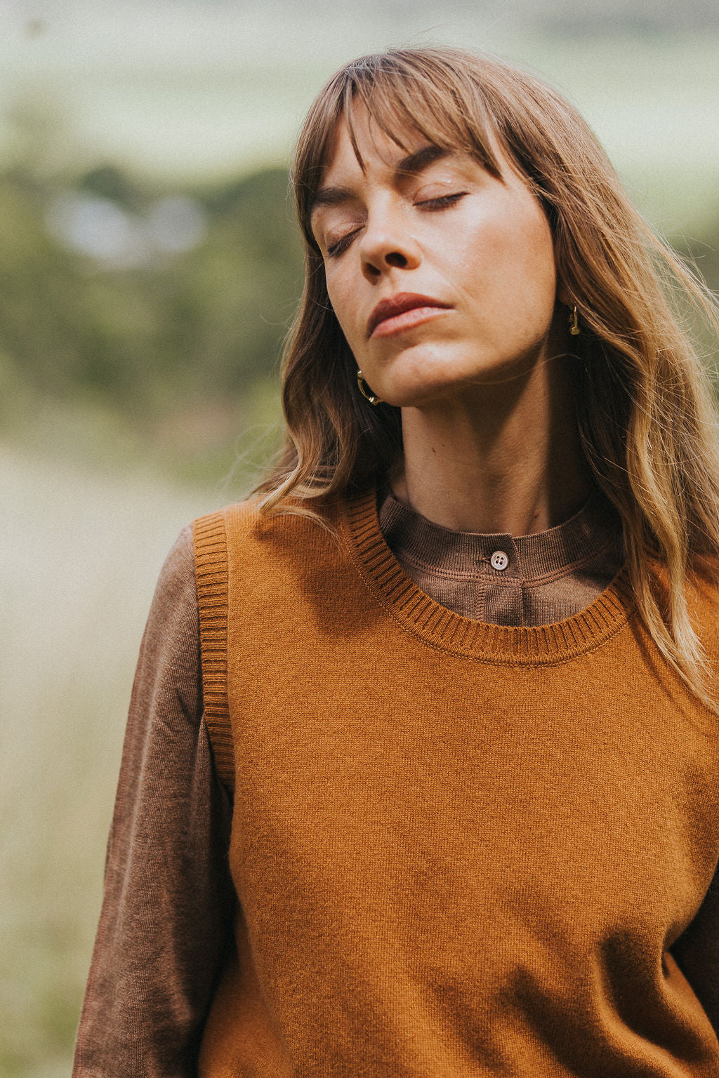 Montaigne NZ Lambswool Oversized Vest Spice1