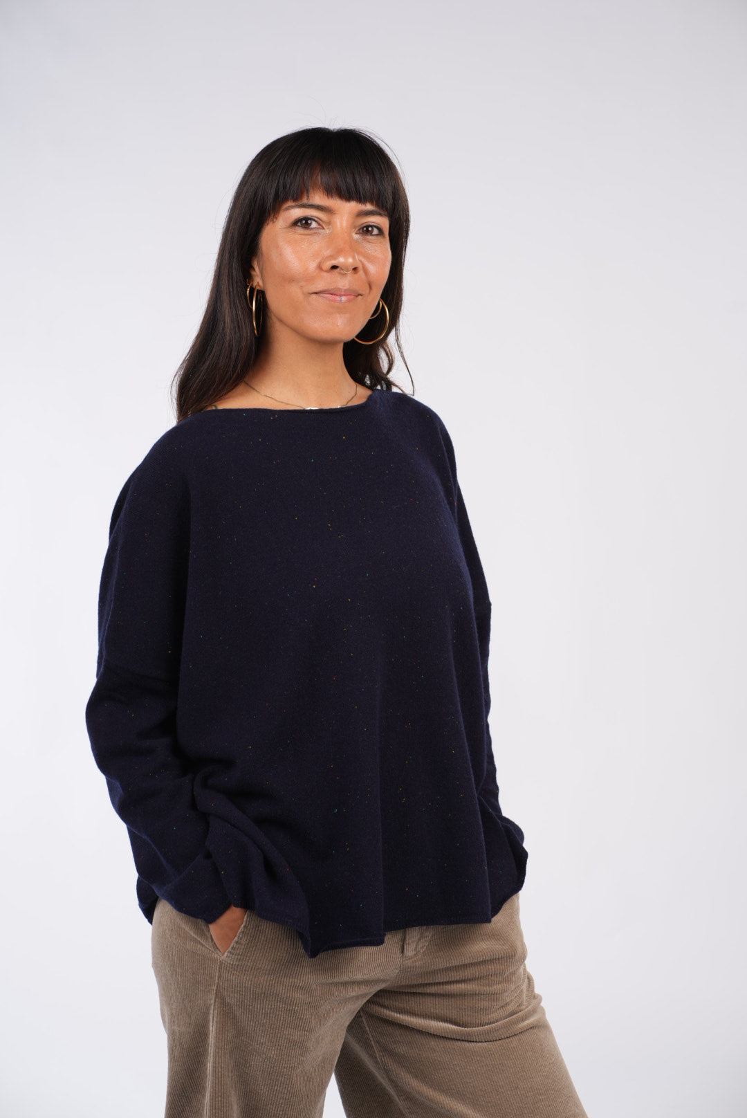 Montaigne Olivia 100% New Zealand Lambswool Jumper Navy Melange3