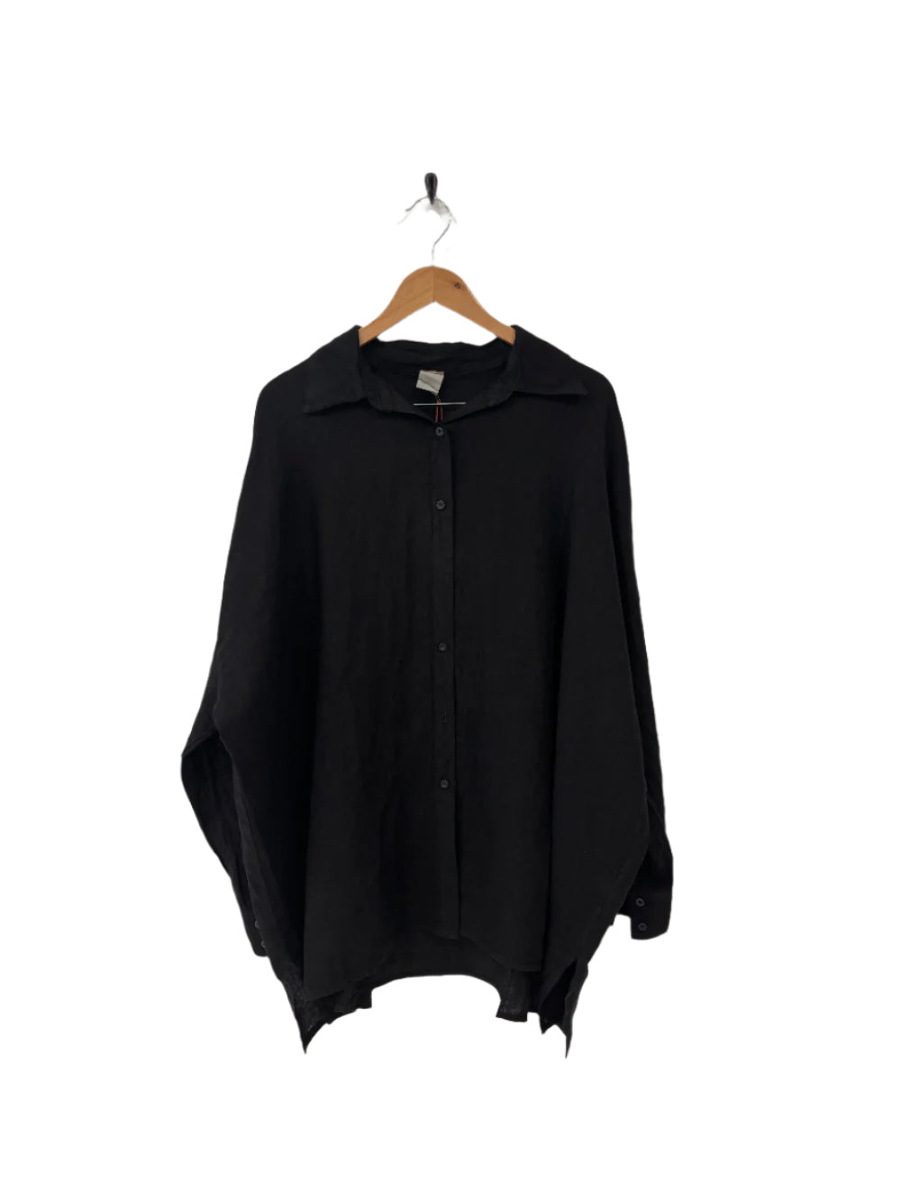 Montaigne Oversized Linen Boyfriend Shirt Black