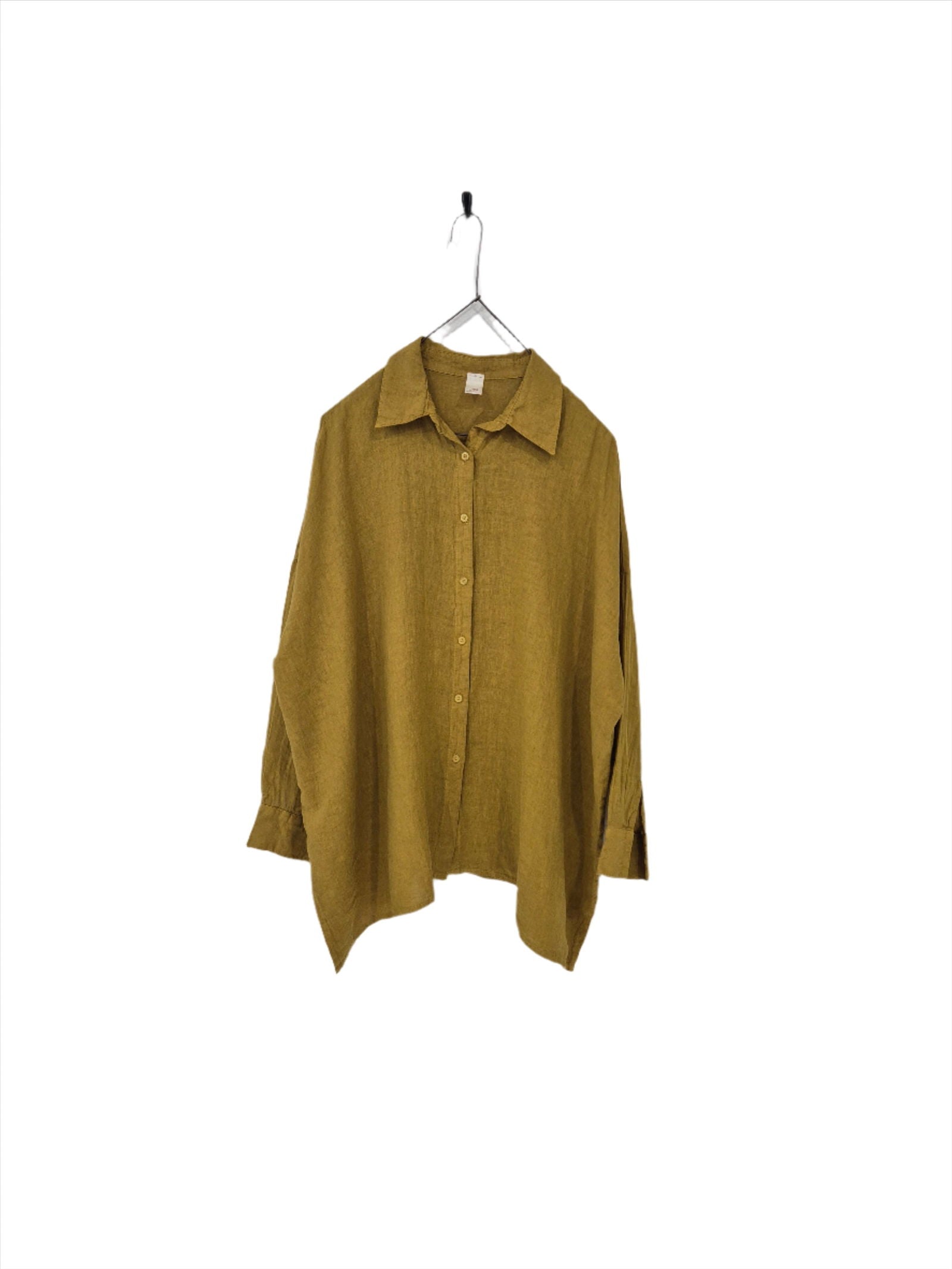 Montaigne Oversized Linen Boyfriend Shirt Senape