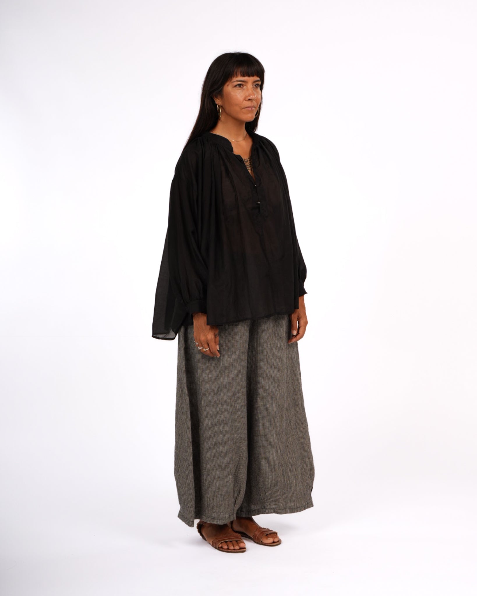 Montaigne Palma Cotton Silk Long Sleeve Blouse Black2