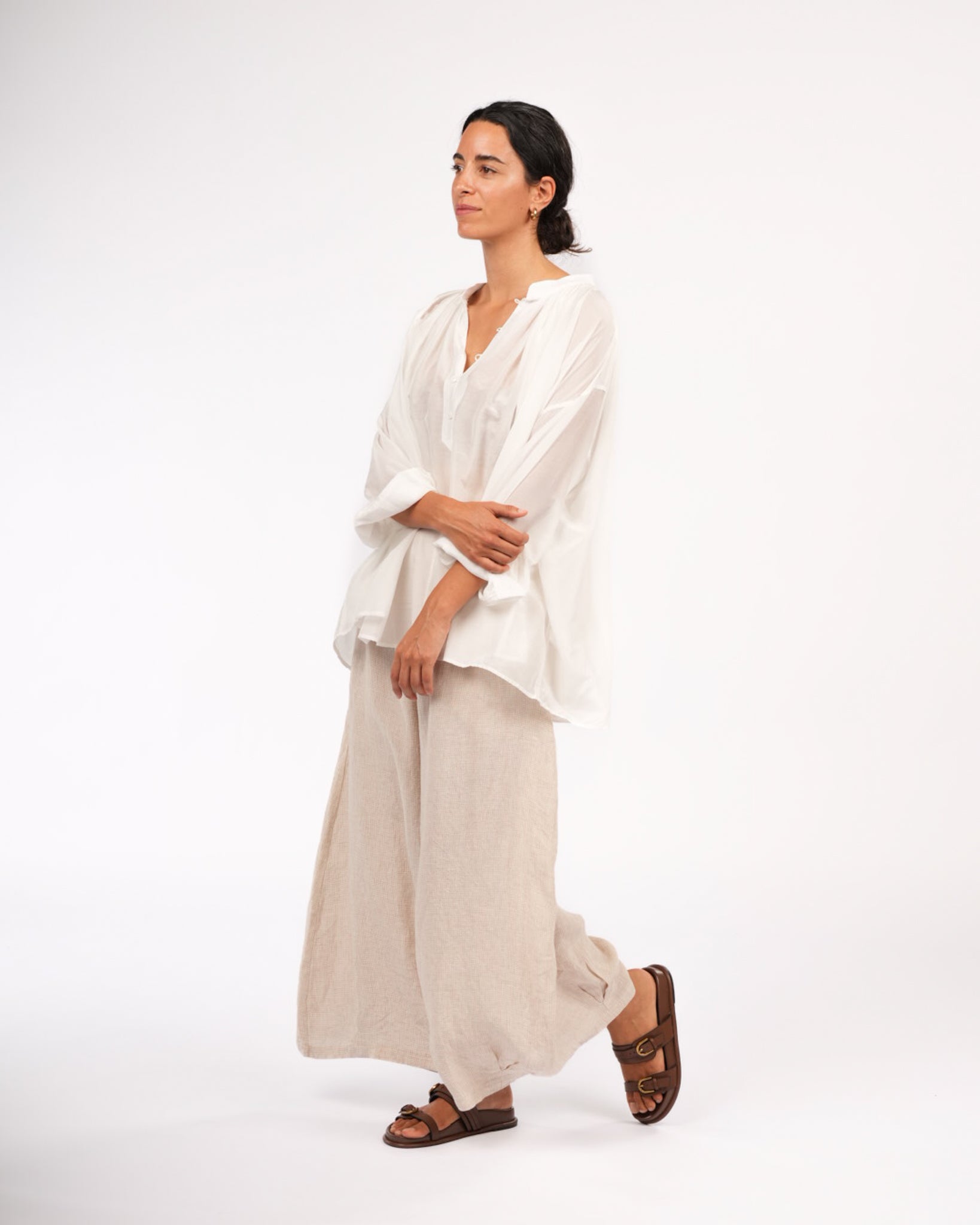 Montaigne Palma Cotton Silk Long Sleeve Blouse White3