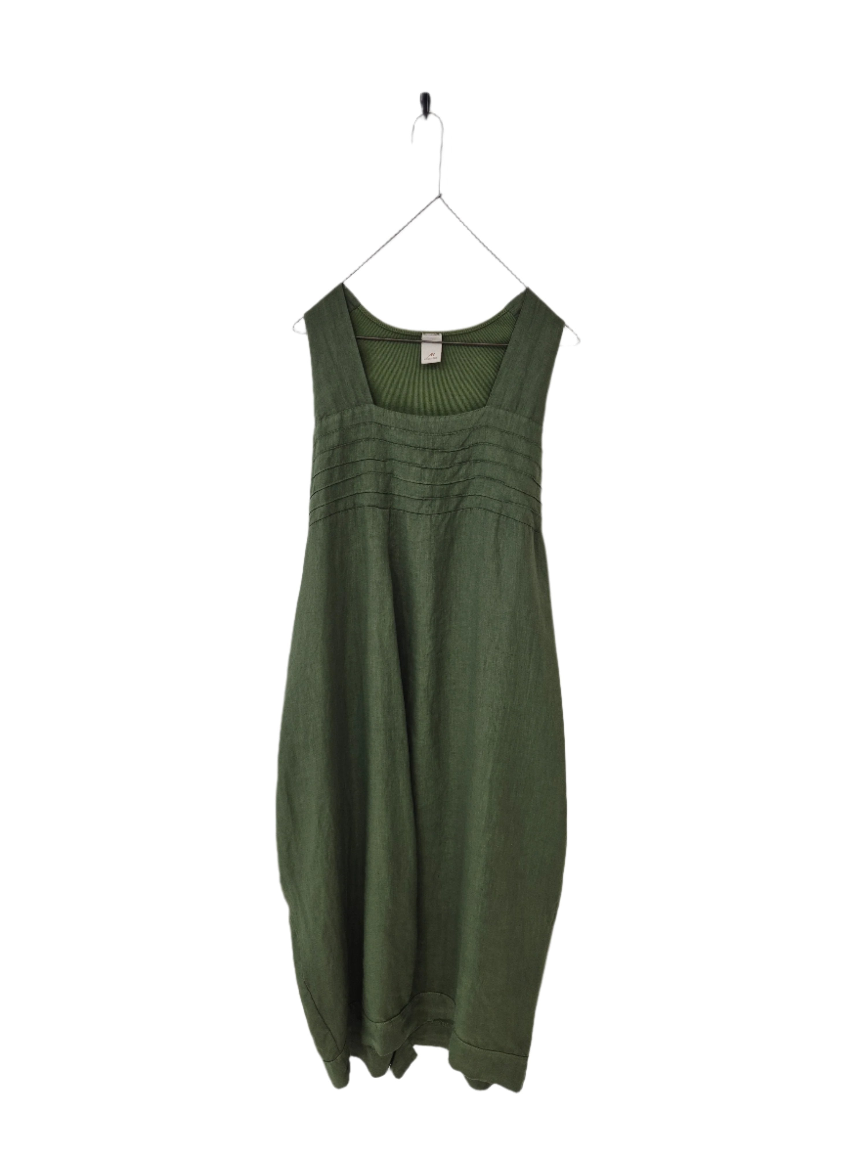 Montaigne Aurelie Casual Linen Dress Forest Green