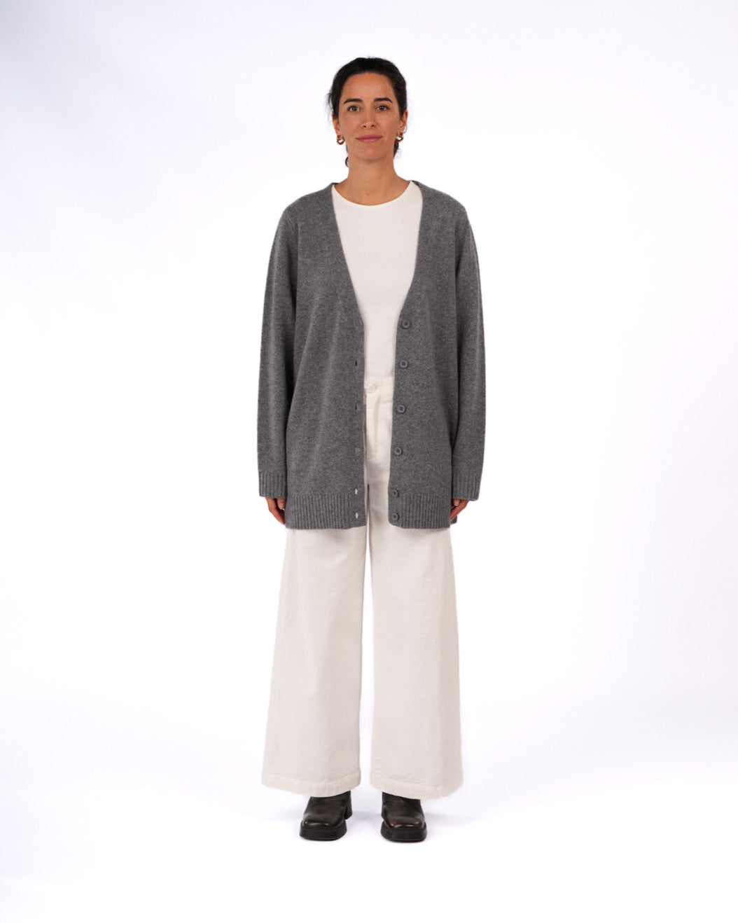 Montaigne Patou Pure Lambswool Cardigan Grey