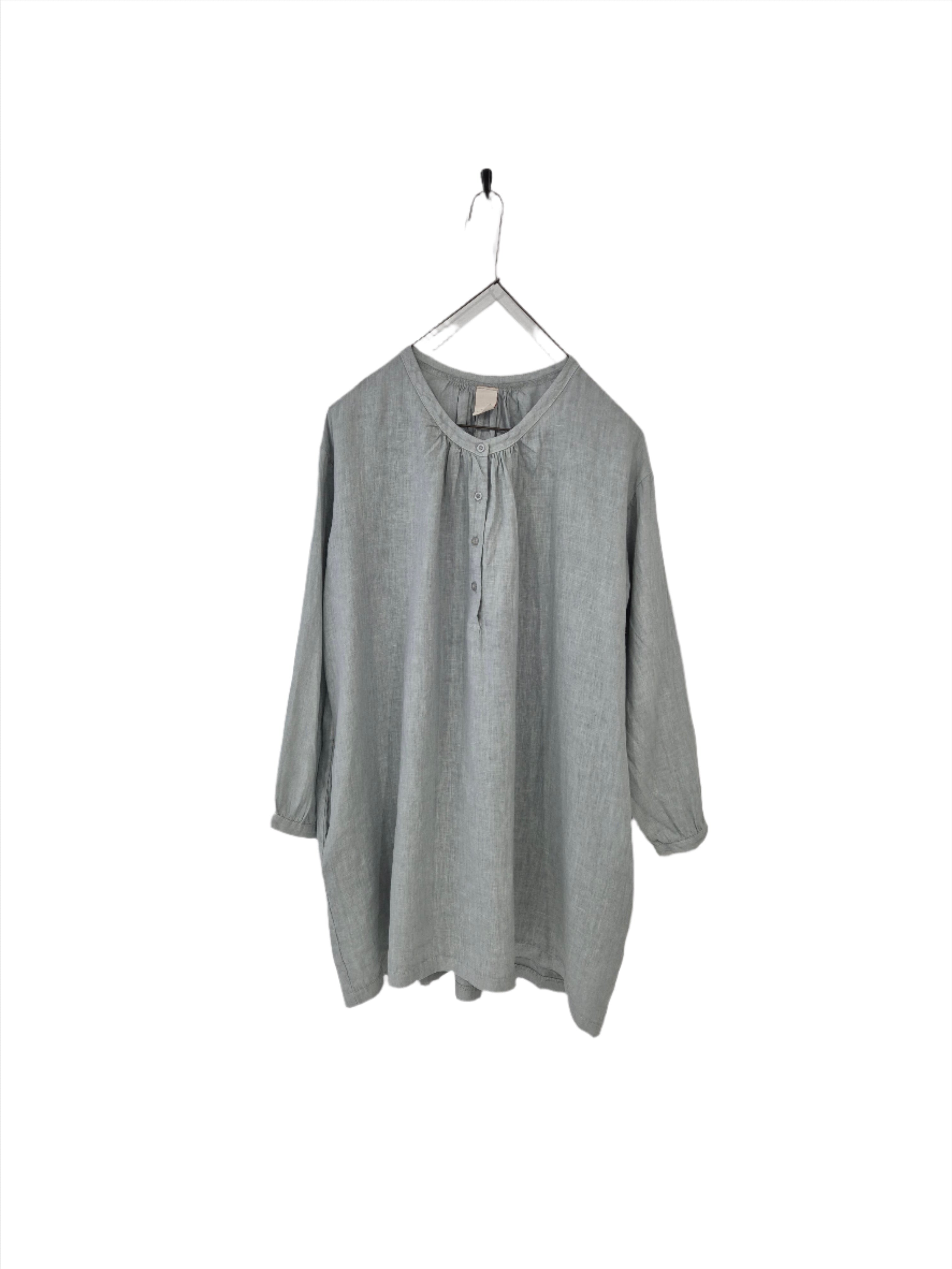 Montaigne Paysanne Oversized Linen Shirt Silver