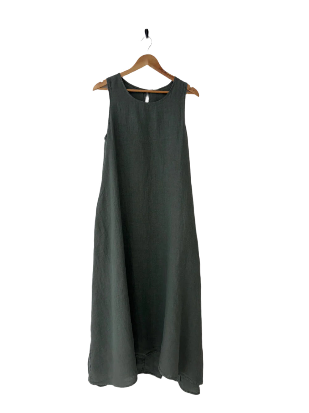 Montaigne Picasso A-line Linen Maxi Dress Khaki
