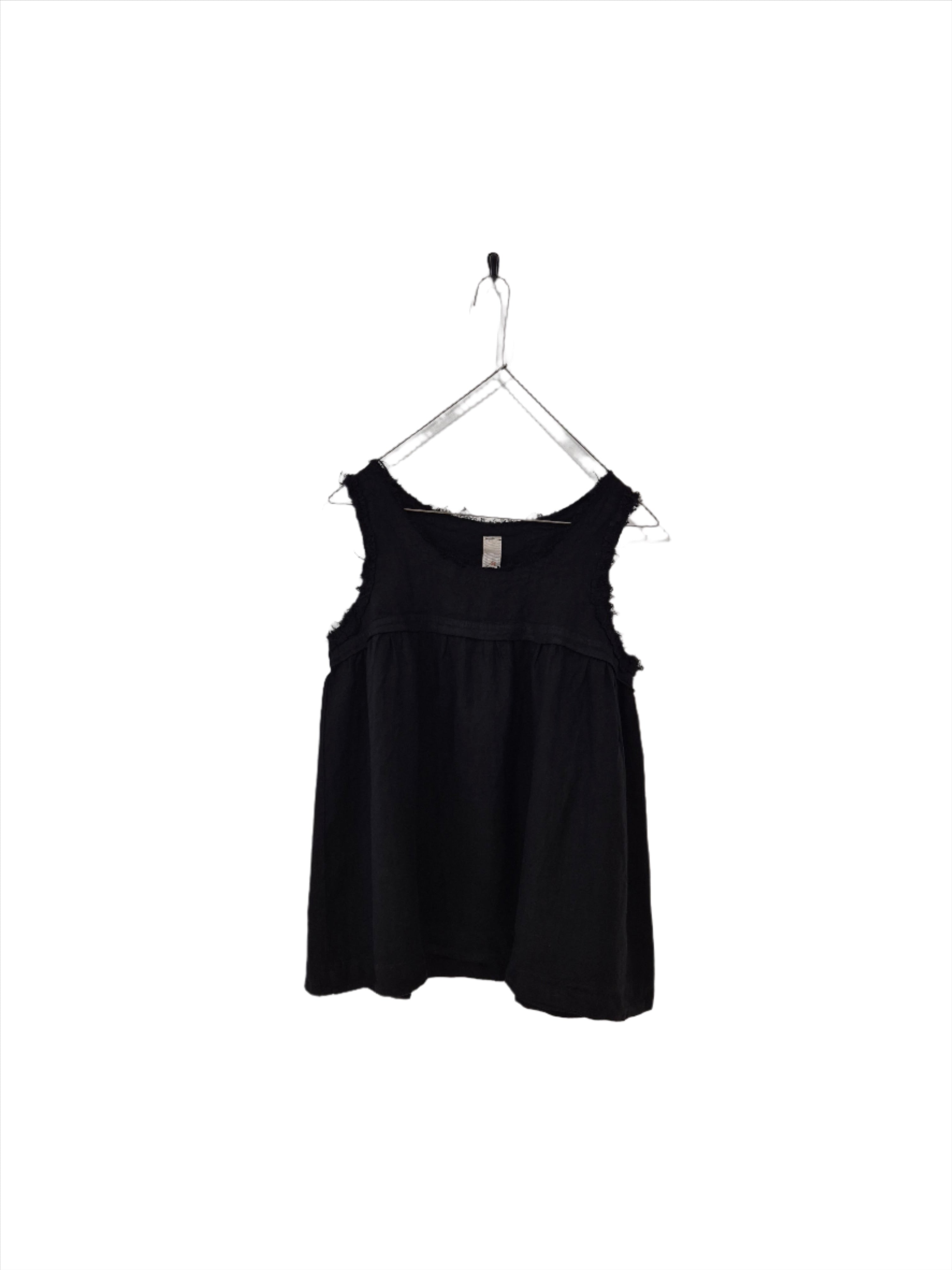Montaigne Pur Frayed Singlet Top in Linen Black