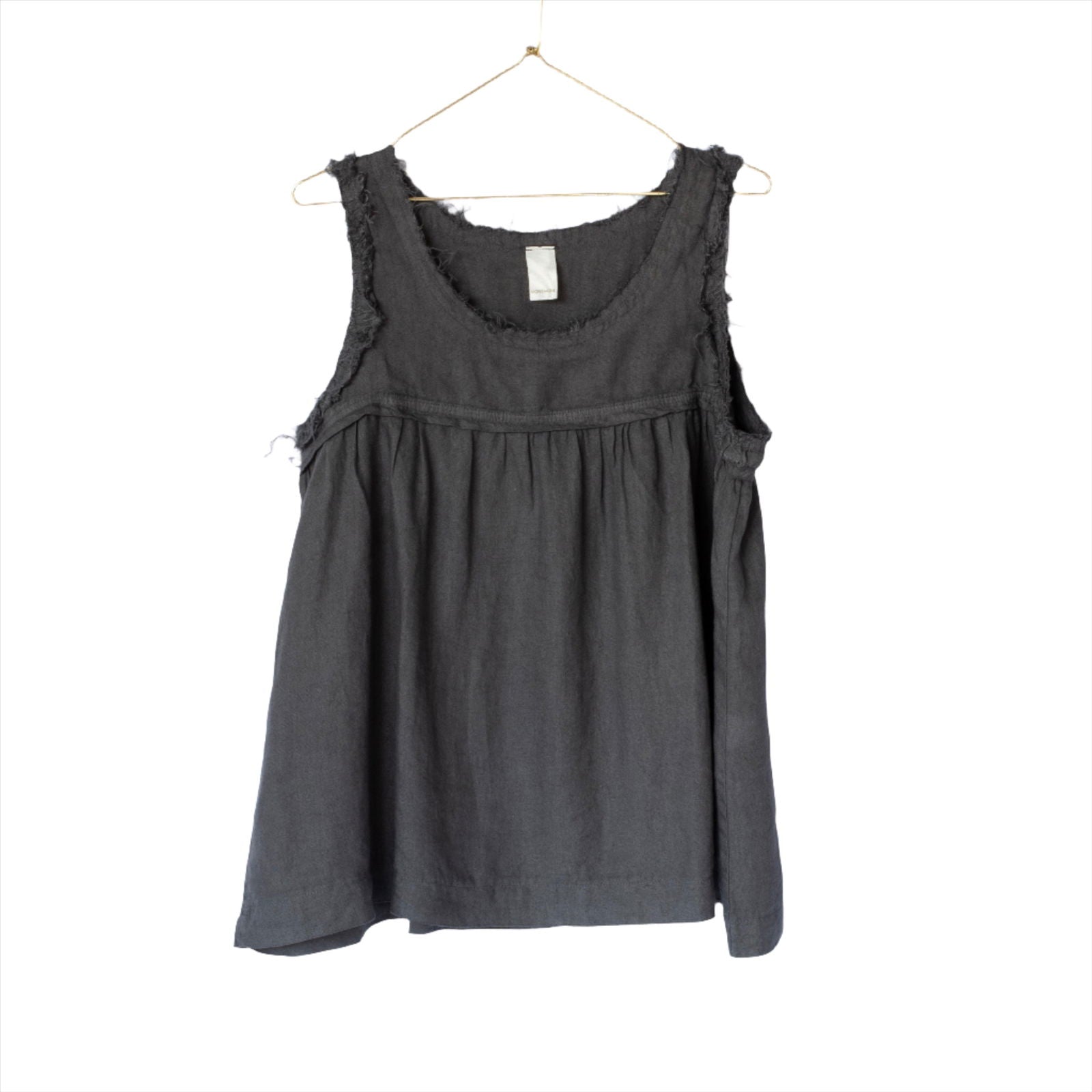 Montaigne Pur Frayed Singlet Top in Linen Petrol