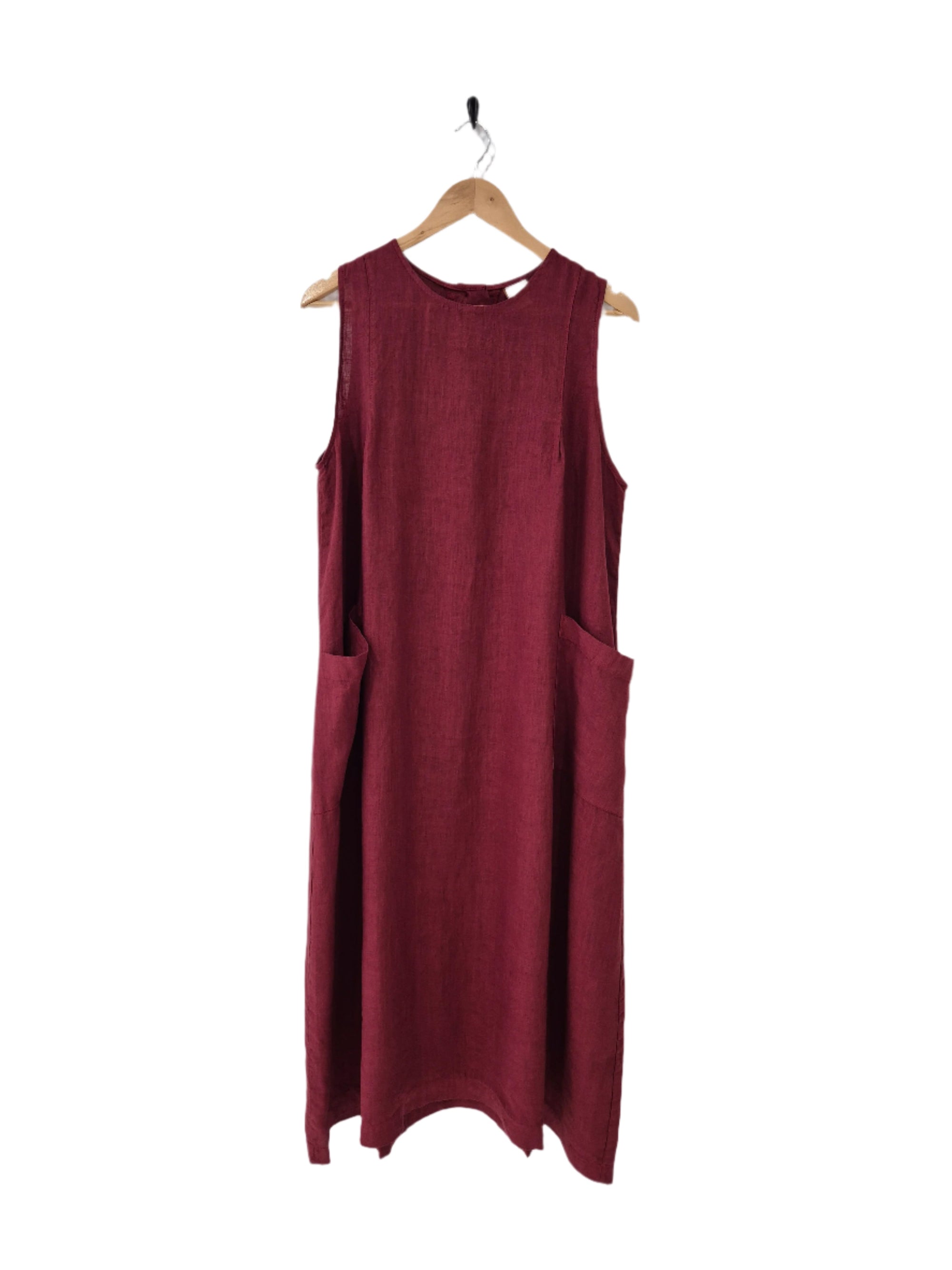 Montaigne Remy Linen Dress with Deep Front Pockets Barn Red6